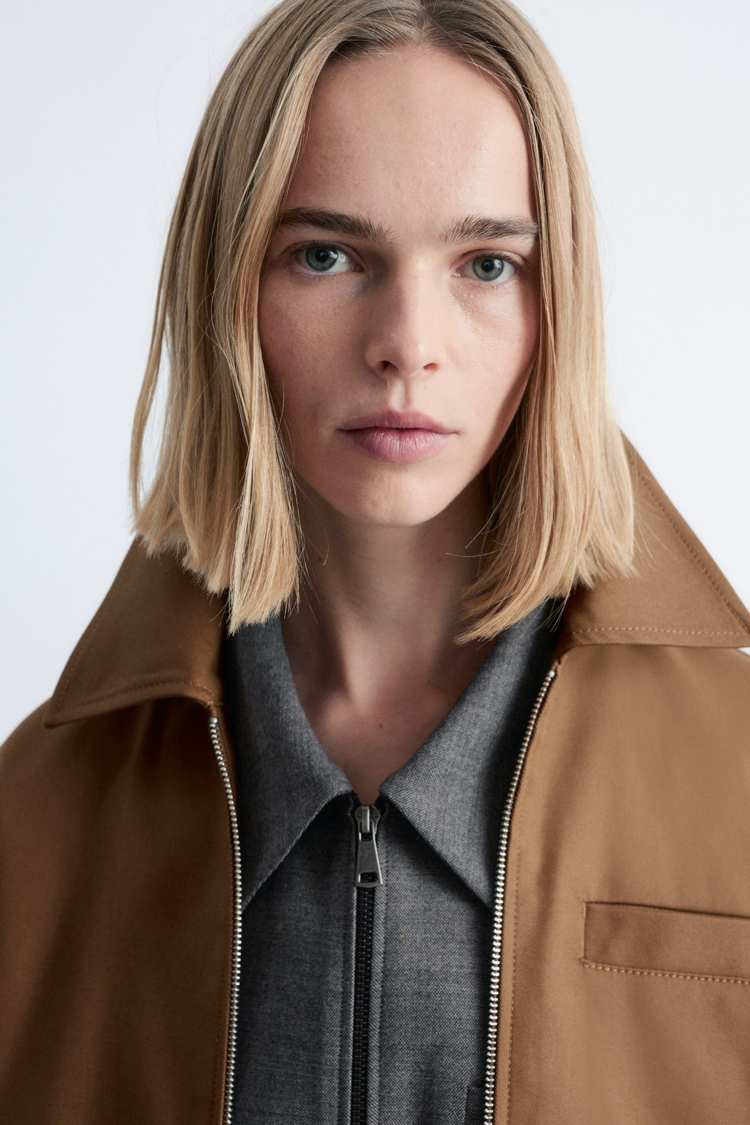 Kurze Twilljacke - Dunkelbeige - 3