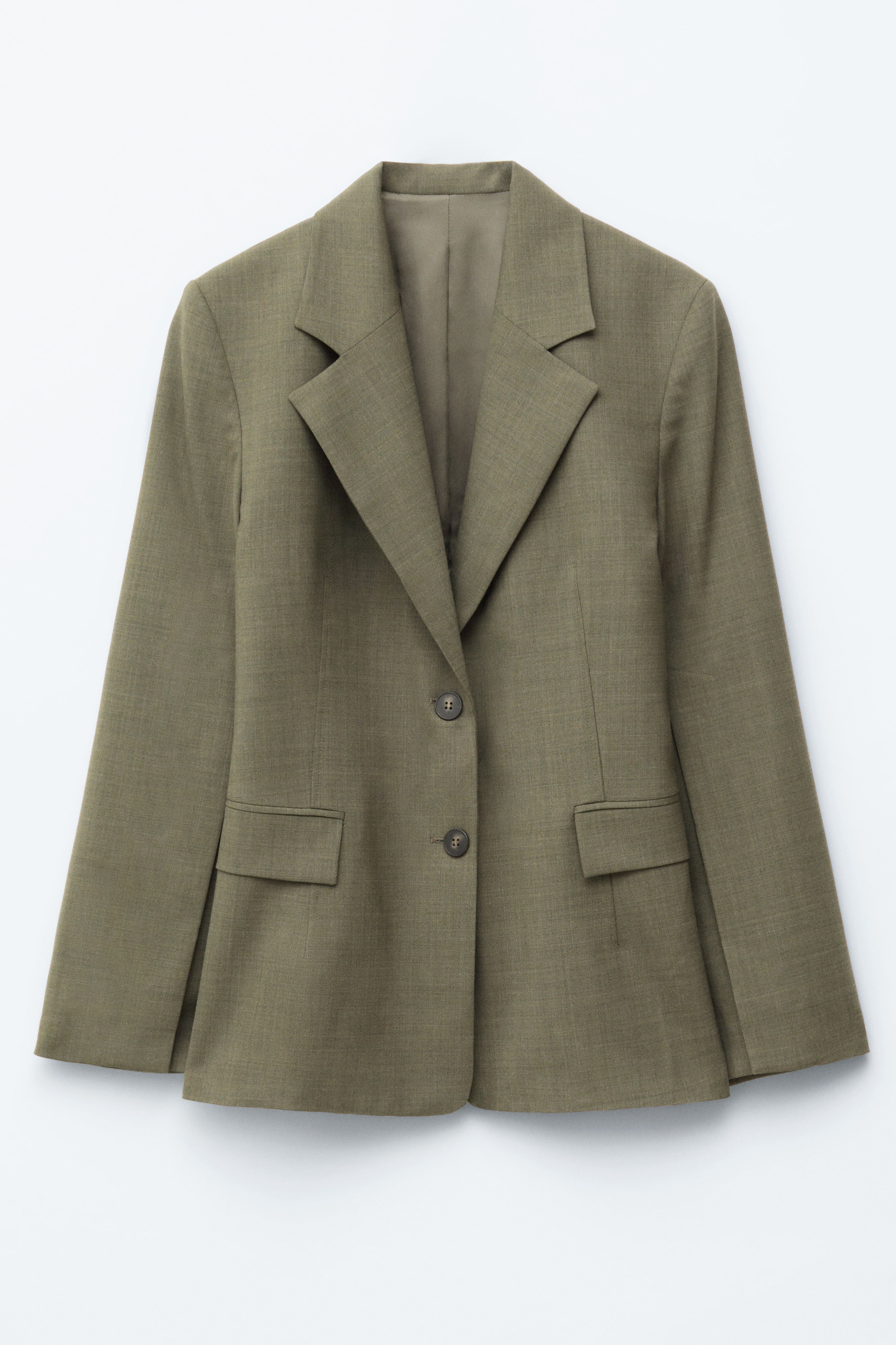 Einreihiger Wollblazer - Dunkelgrün