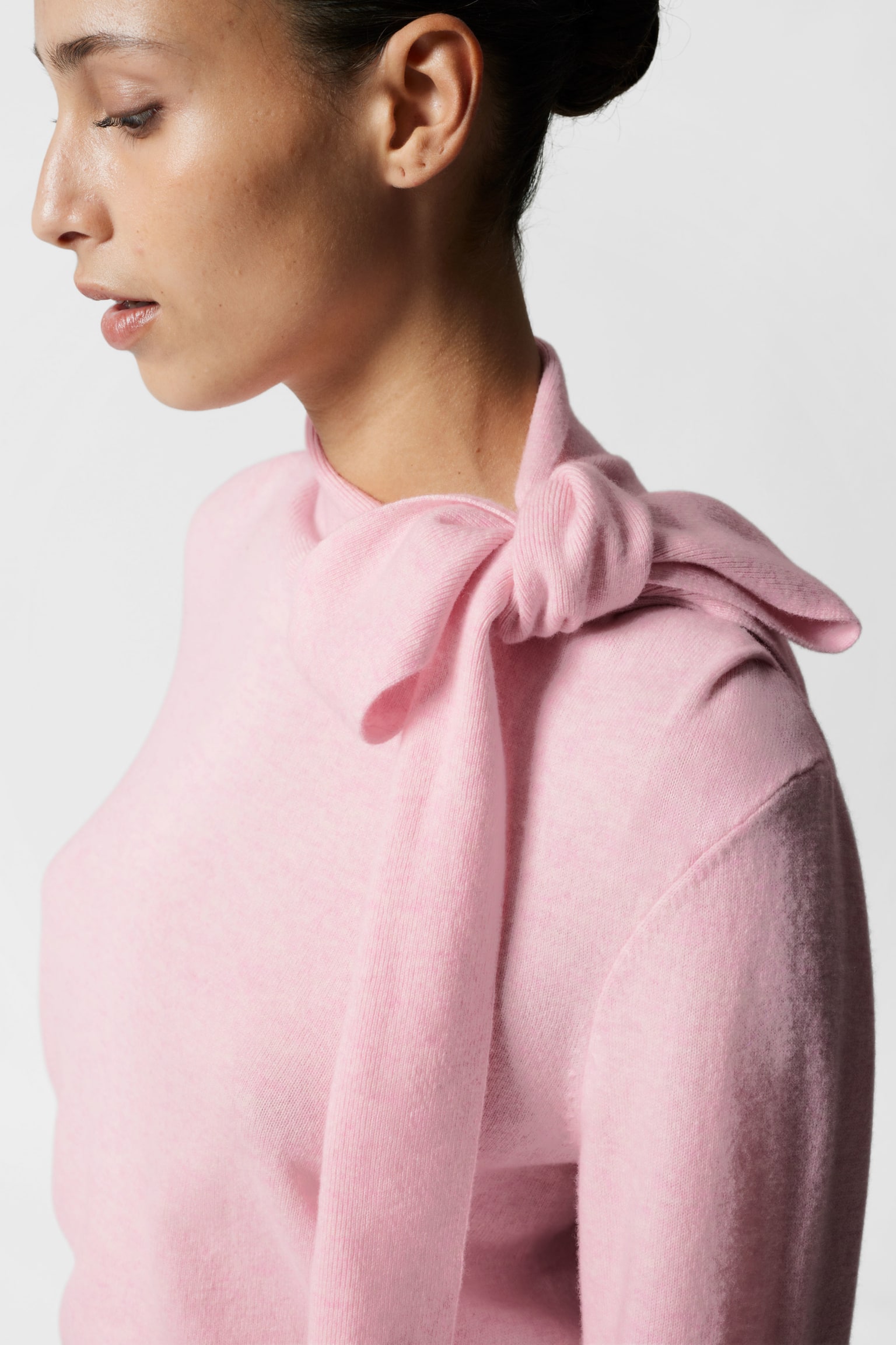 Merino Tie-Neck Jumper - Pink/Black - 5