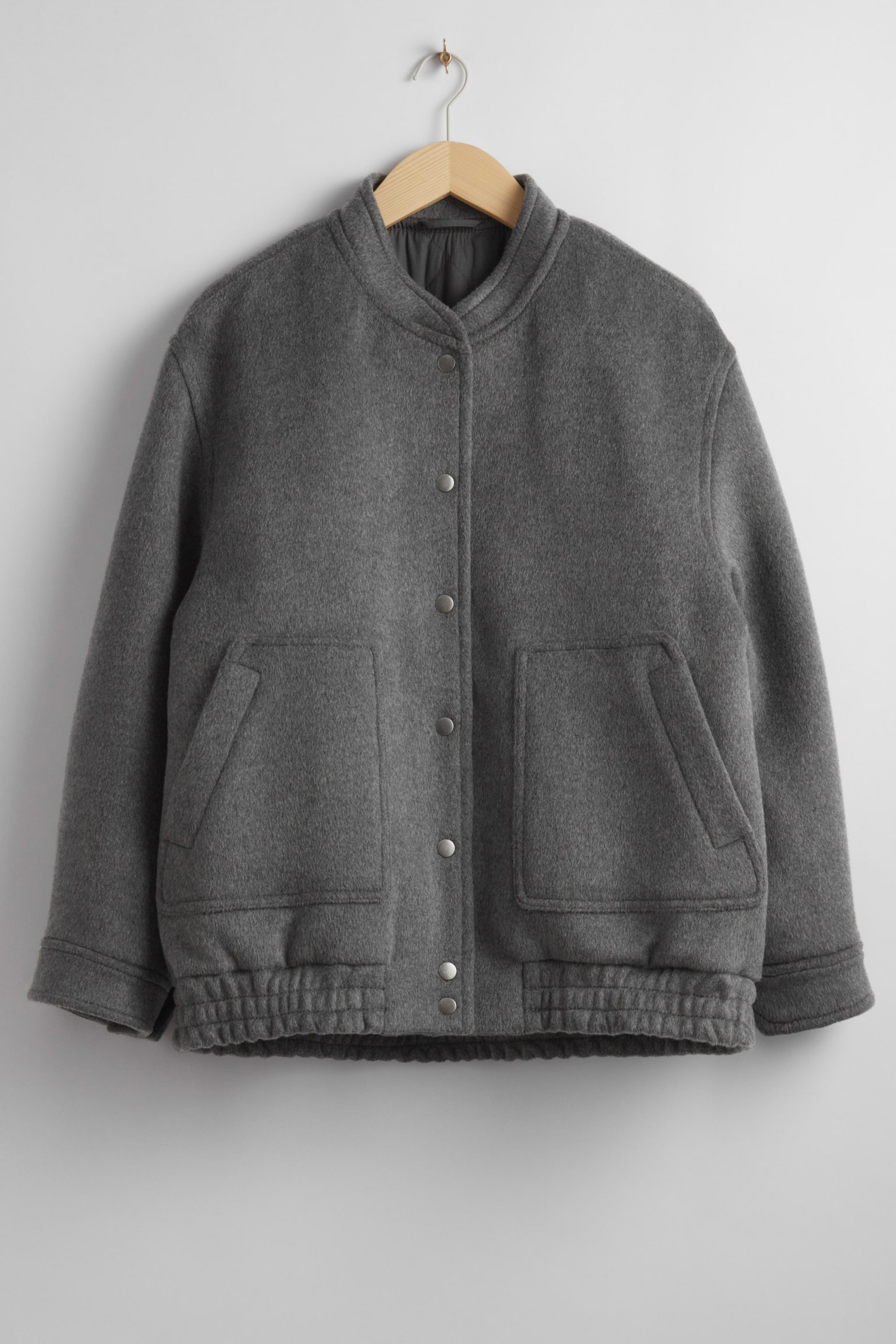 Oversized Wool Jacket - Grey Melange/Black - 1