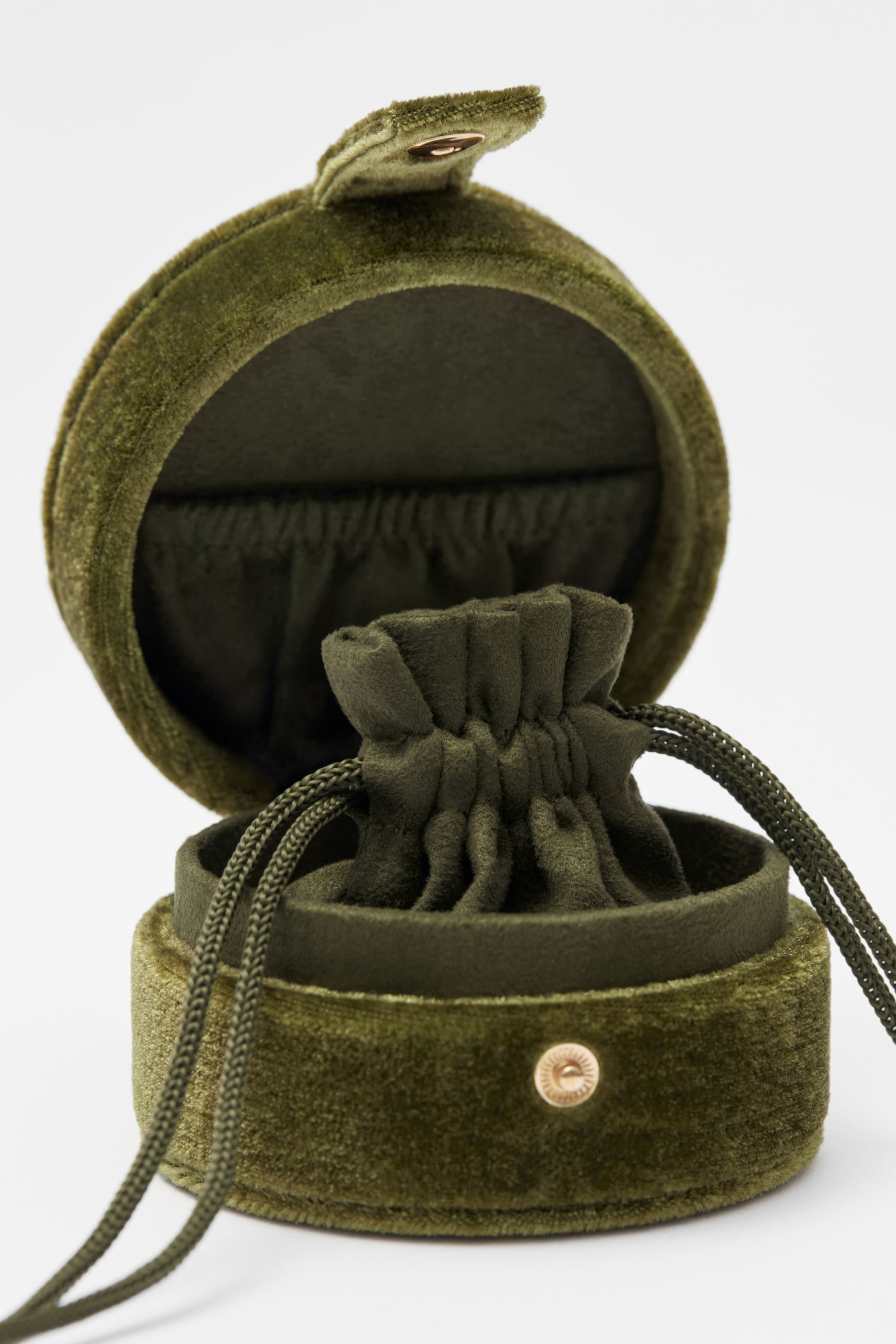 Velvet Jewellery Box - Olive - 2