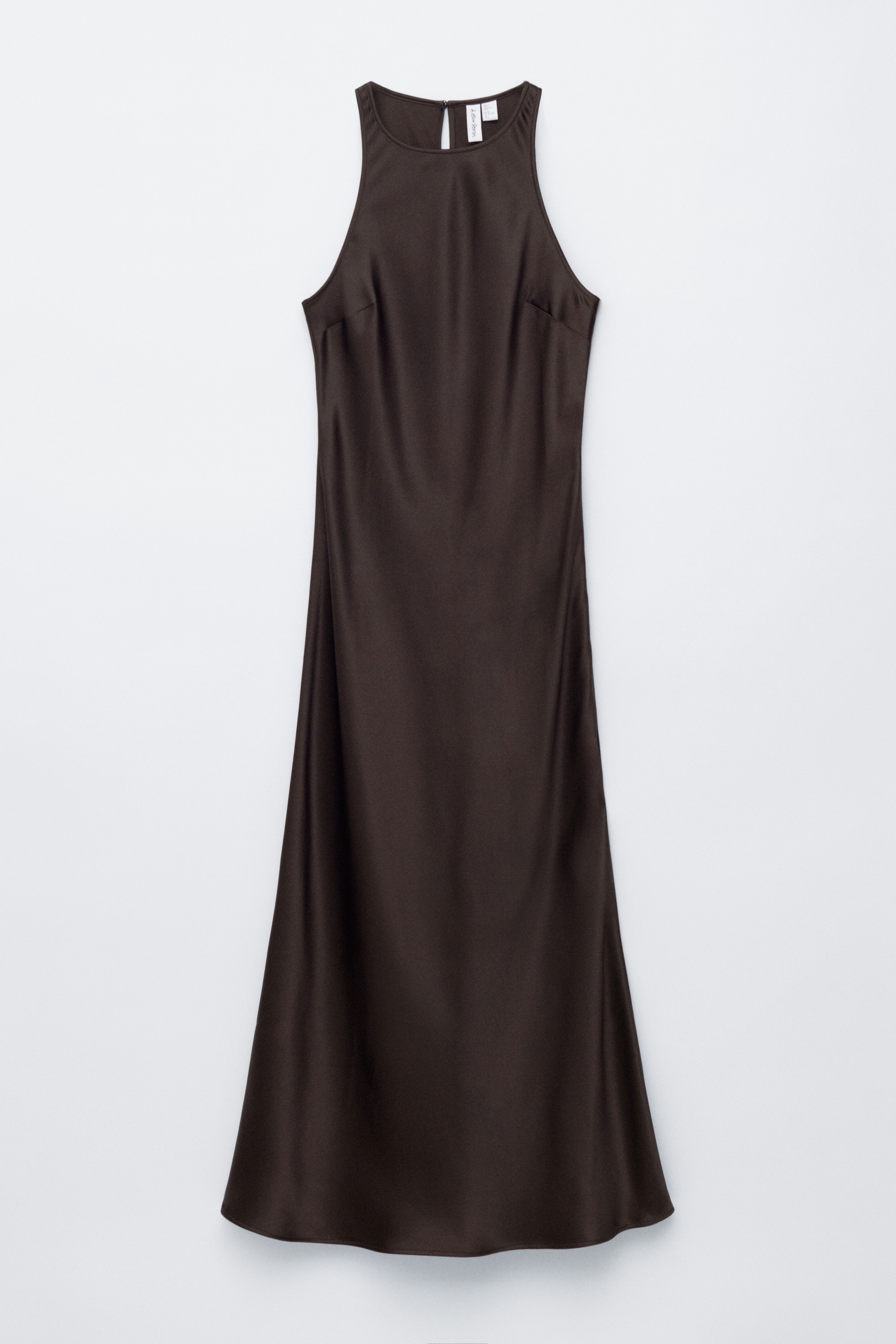 Ärmelloses Midikleid aus Satin - Dunkelbraun/Schwarz/Dark Pink/Pink/Mittelblau