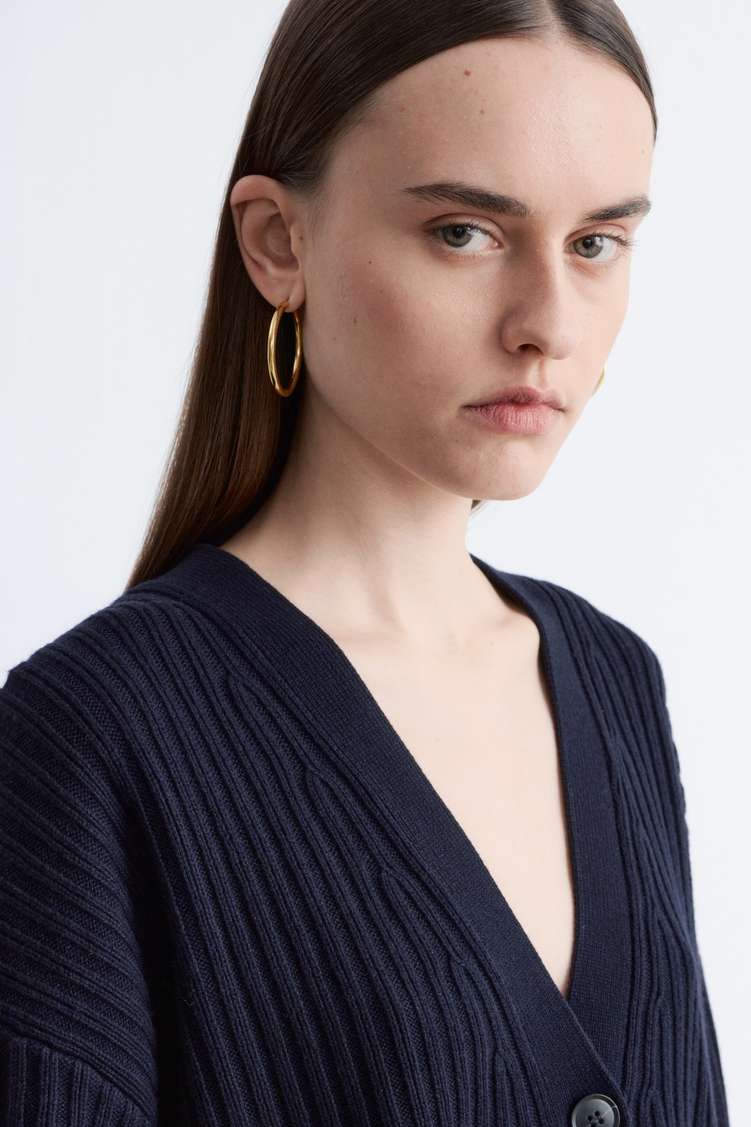 Cardigan in maglia con lavorazione a coste - Blu scuro - 4