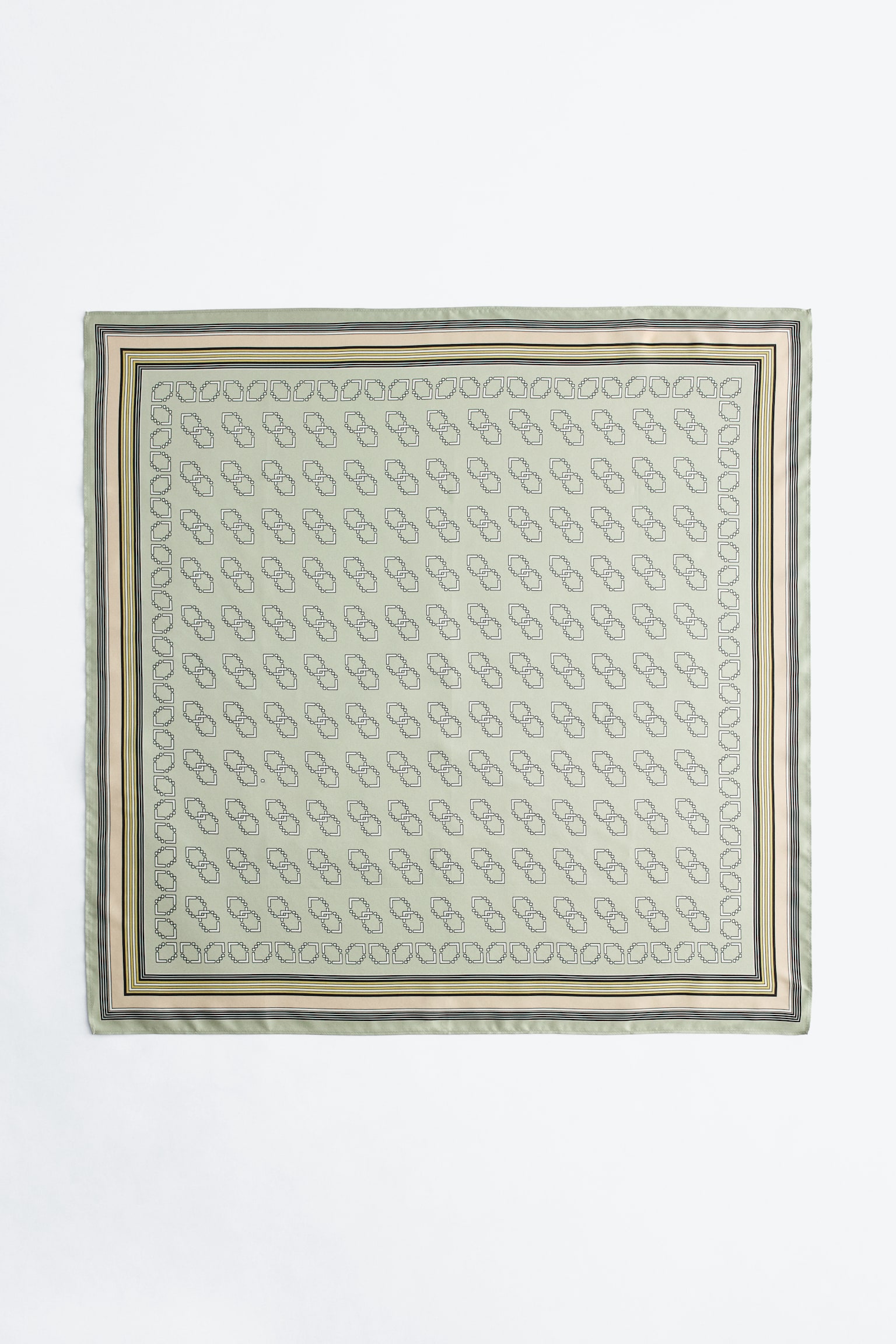 Sidenscarf med grafiskt mönster - Ljusgrön/grafiskt mönster - 2