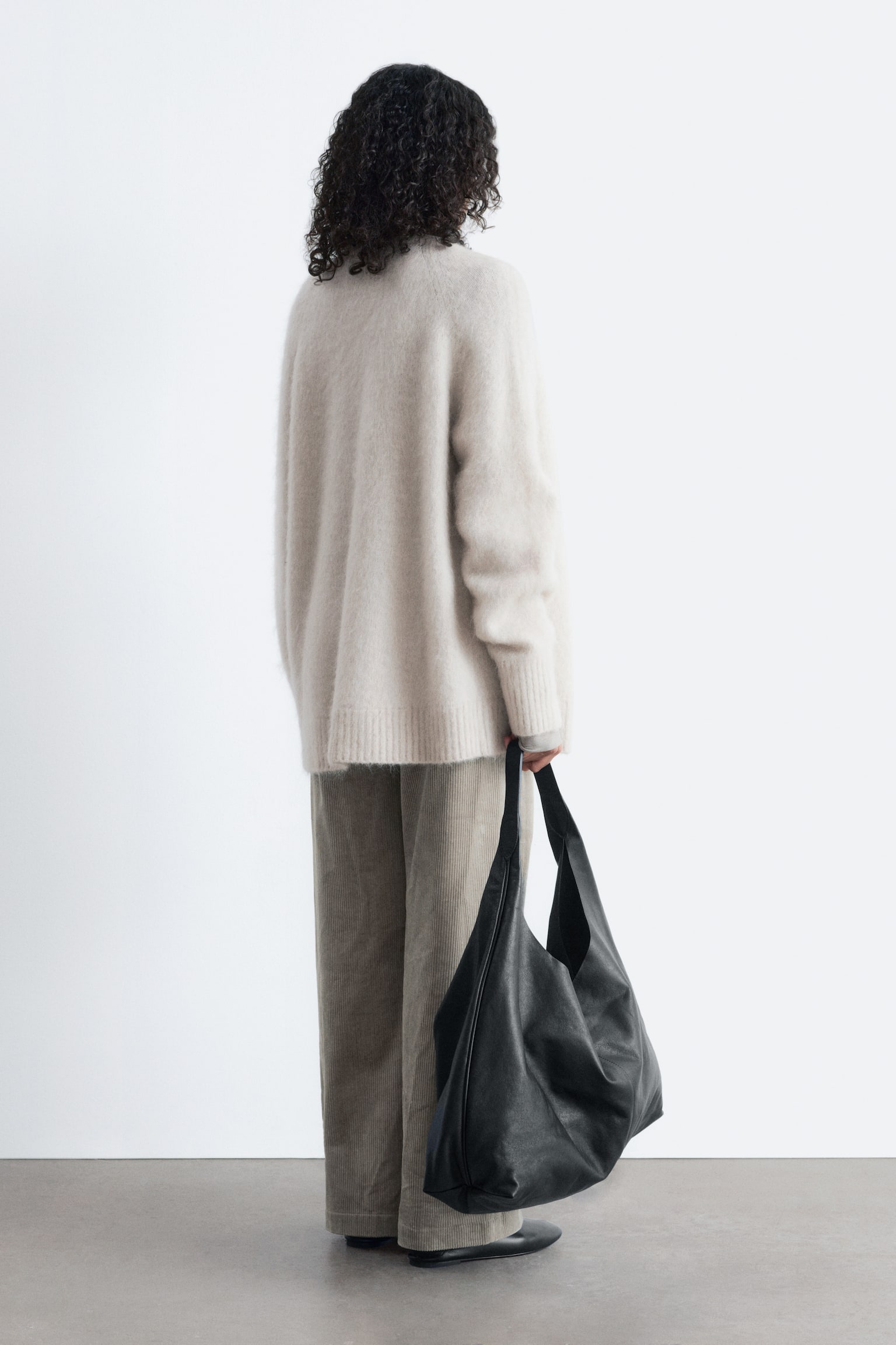 Lange Strickjacke aus Mohair-Mix - Beige/Grau/Dunkelblau - 3