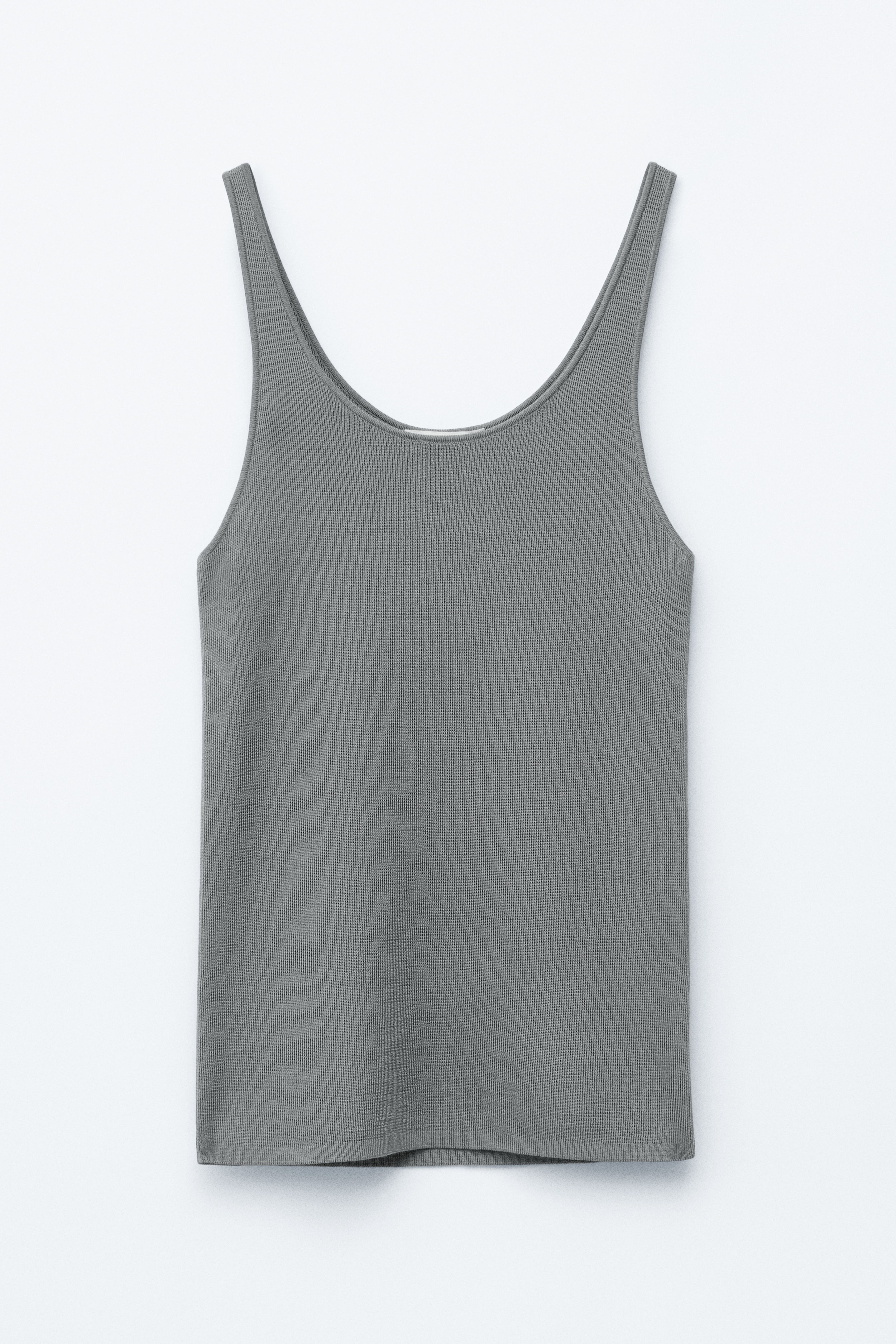 Tief ausgeschnittenes Tanktop - Dunkelgrau/Creme