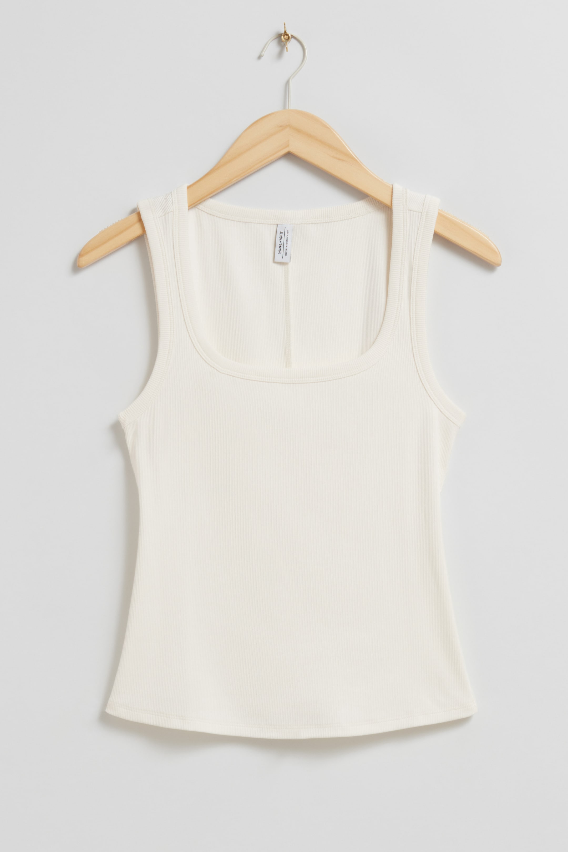 Ribbed Tank Top - Square neckline - Sleeveless - White - Ladies | H&M GB