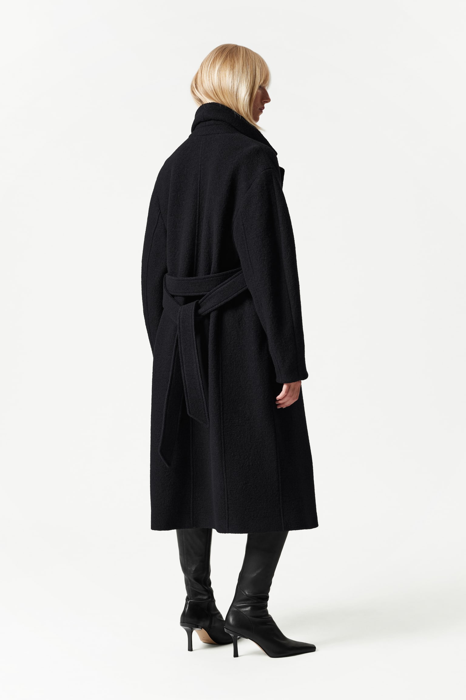 Voluminous Belted Wool Coat - Black/Beige/Dark Khaki/Navy/Brown/Dark Grey - 5