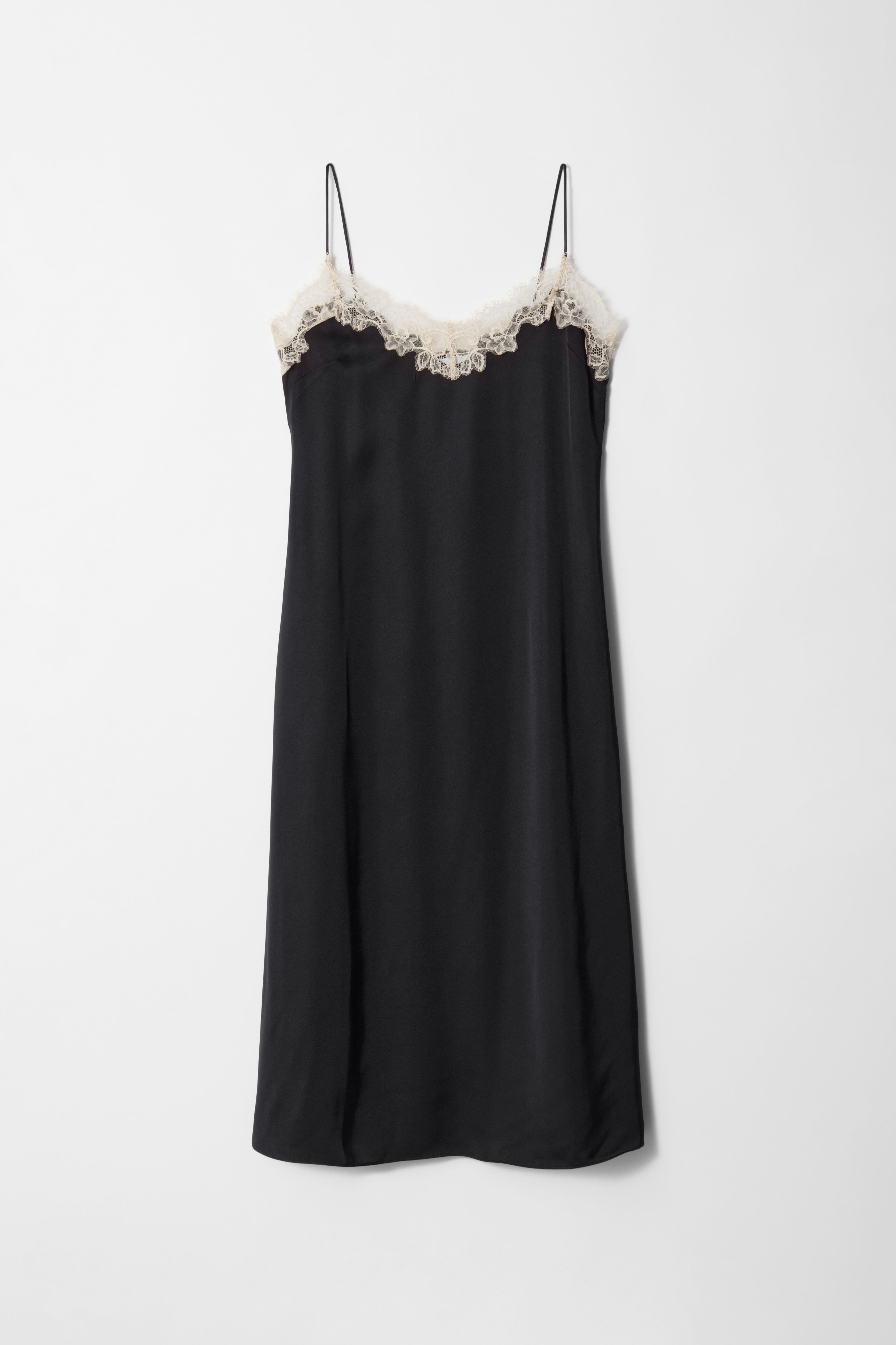 Midi-Trägerkleid aus Satin - Schwarz