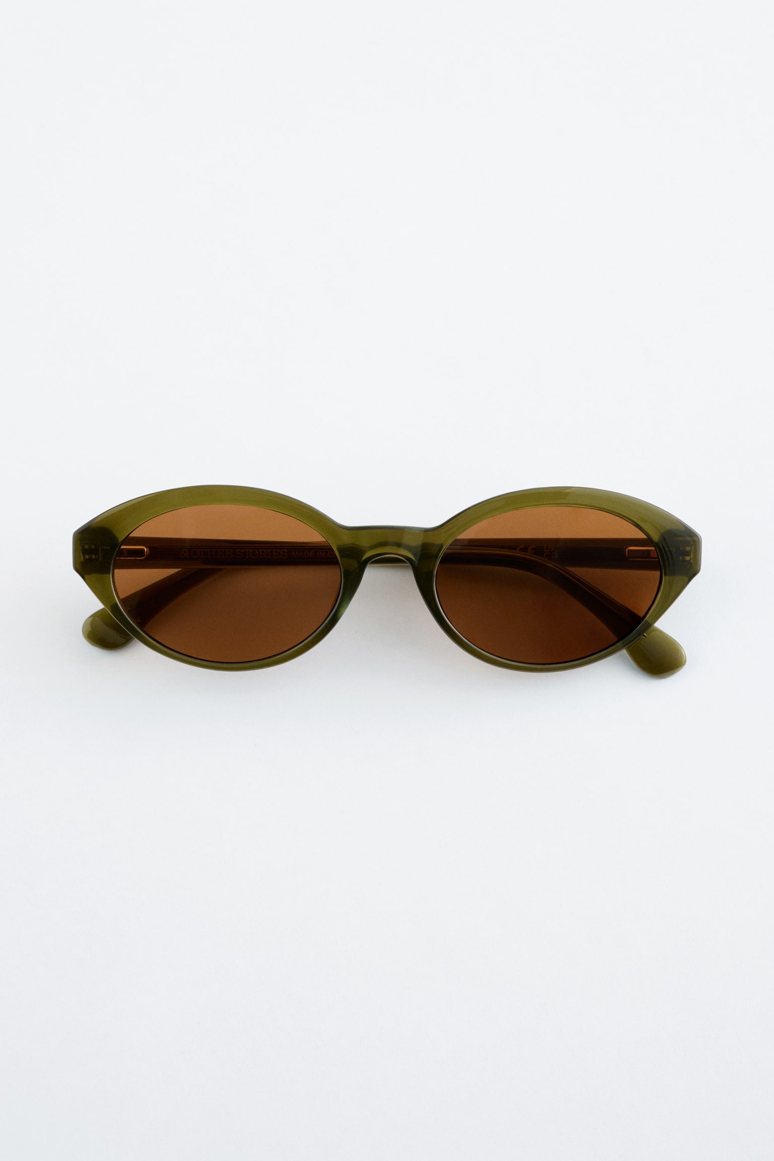 Sluneční brýle s oválnými obroučkami - Zelená/Hnědá/Černá/Hnědá/Želvovinová - 2