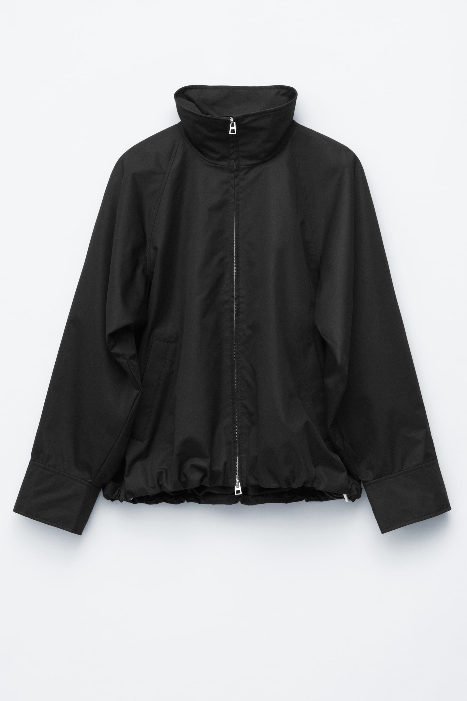 Giacca in twill con zip - Nero
