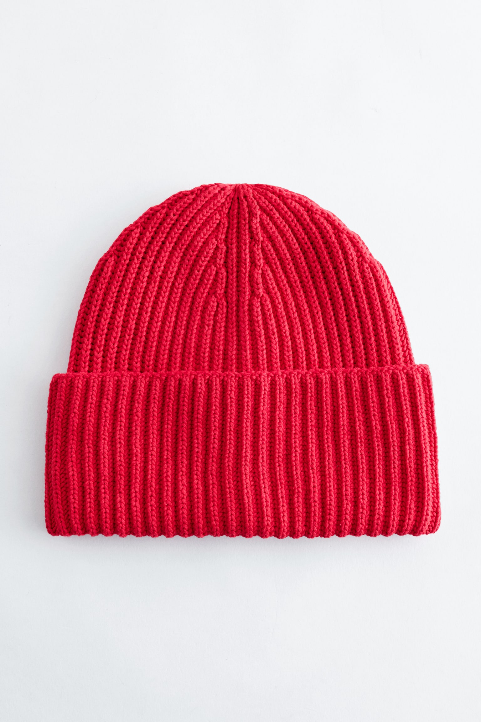 Strickmütze aus Baumwolle mit Seidenfutter - Rot