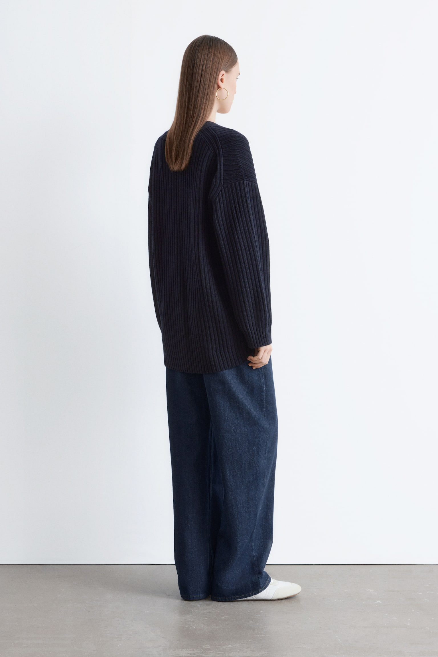 Cardigan in maglia con lavorazione a coste - Blu scuro - 6