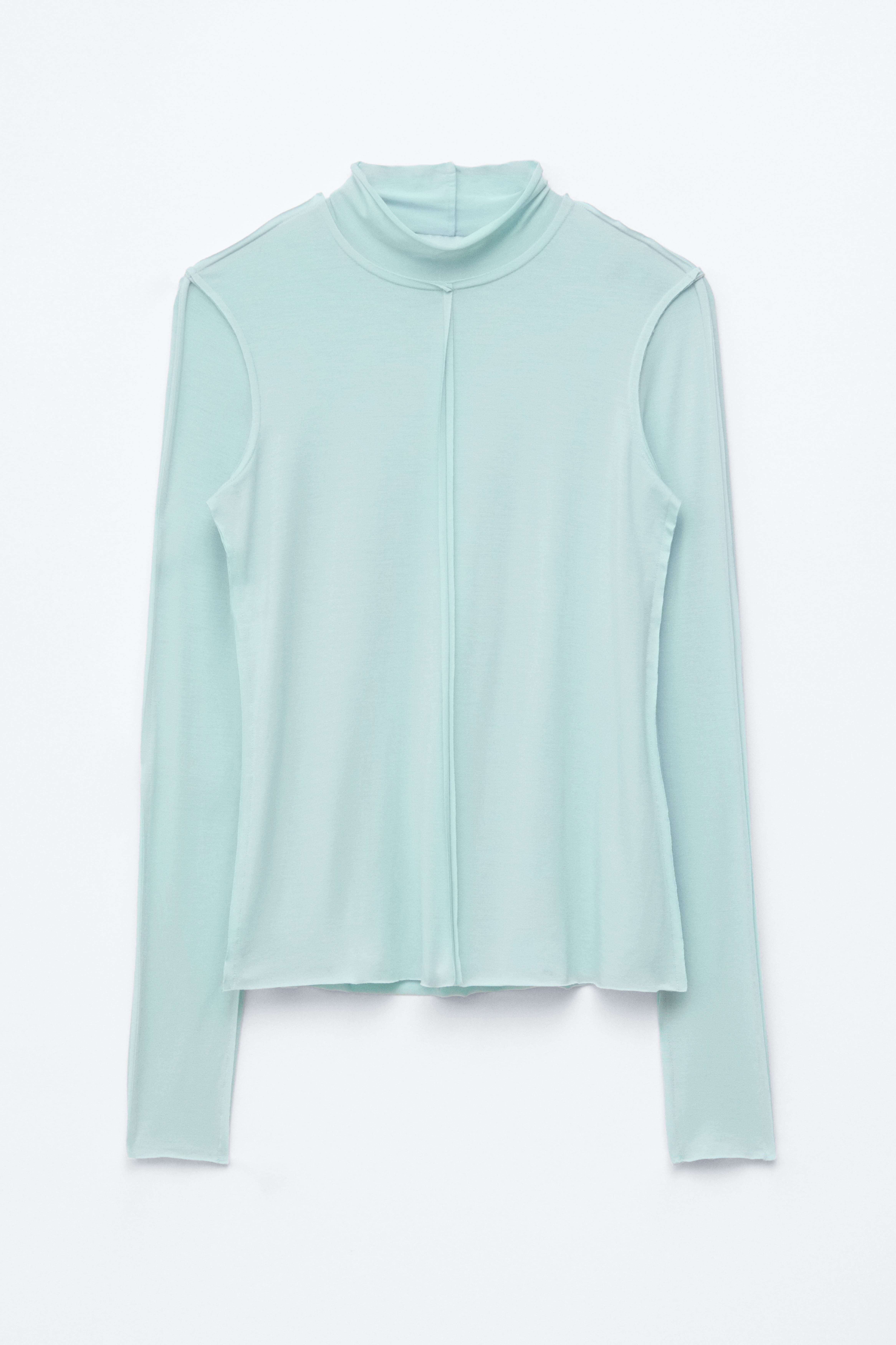 Langärmliges Rollkragen-Oberteil - Türkis/Leuchtendes Blau