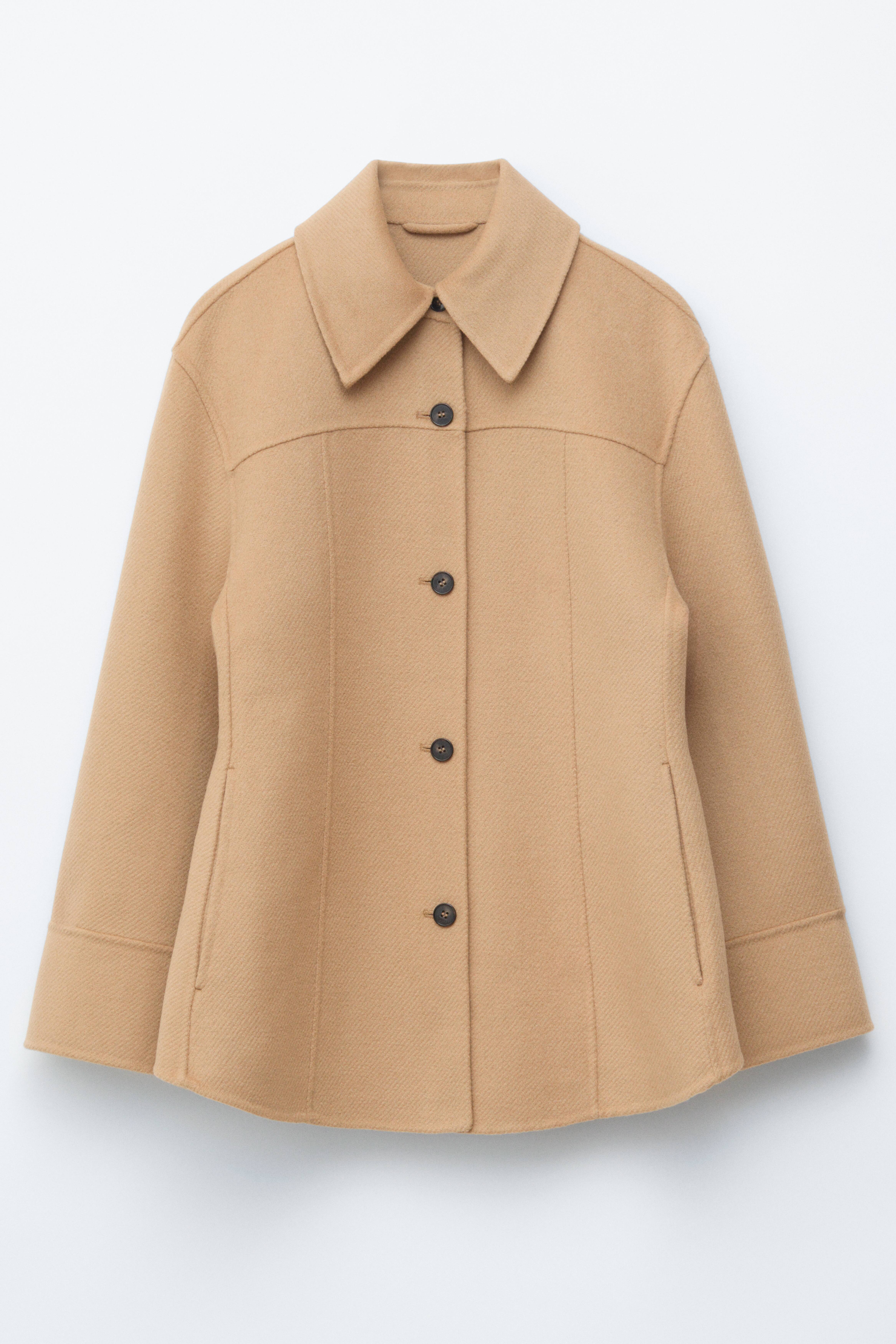 Schmal zulaufende Wolljacke - Beige/Navyblau