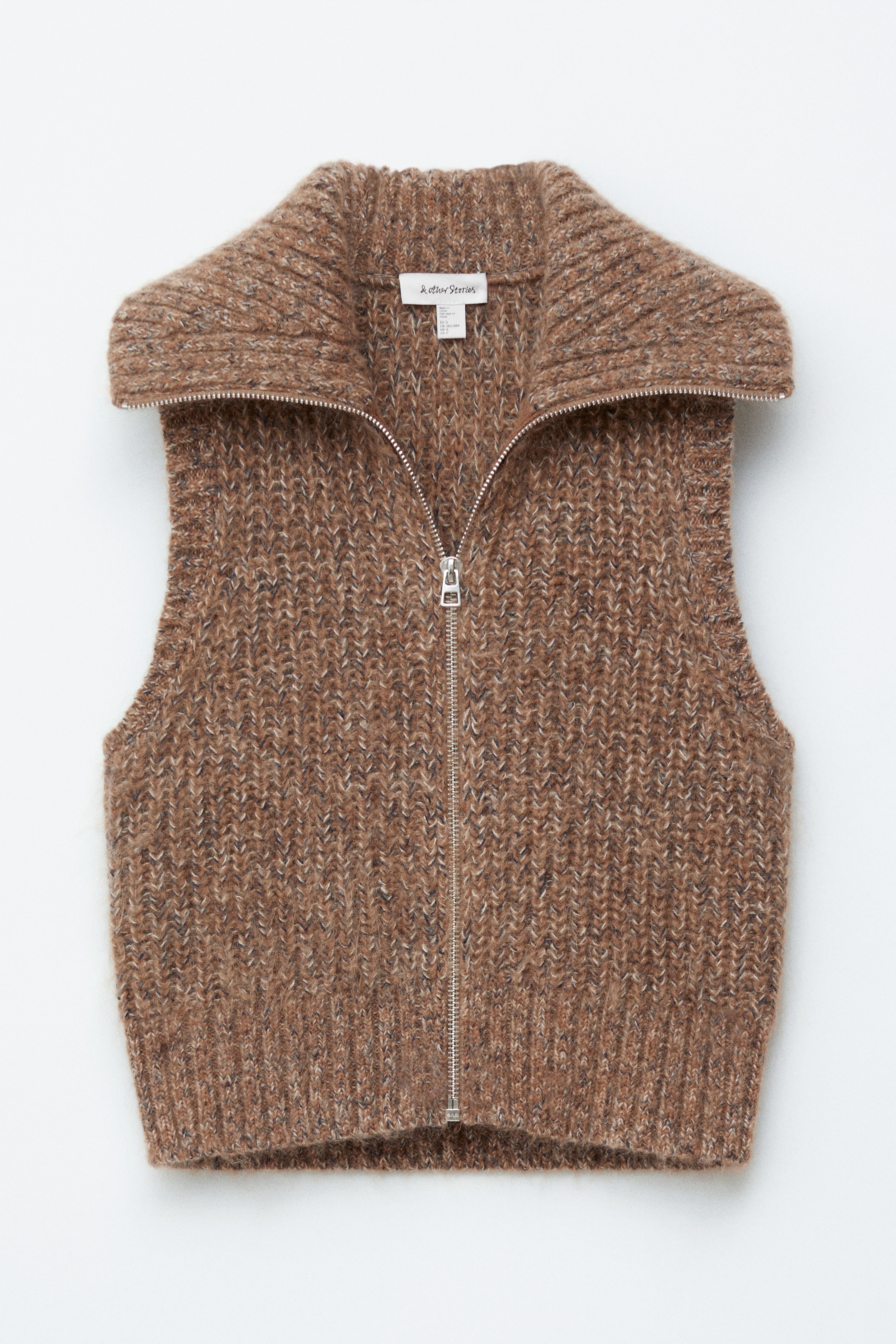 Débardeur zippé en maille - Marron Clair