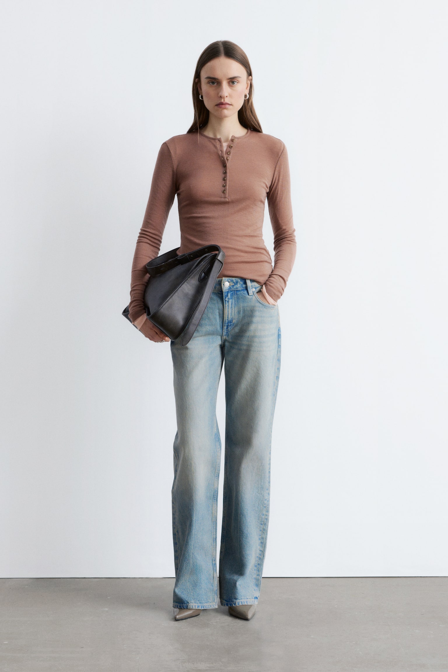 Haut en laine à demi-patte - Marron chiné/Gris chiné - 3