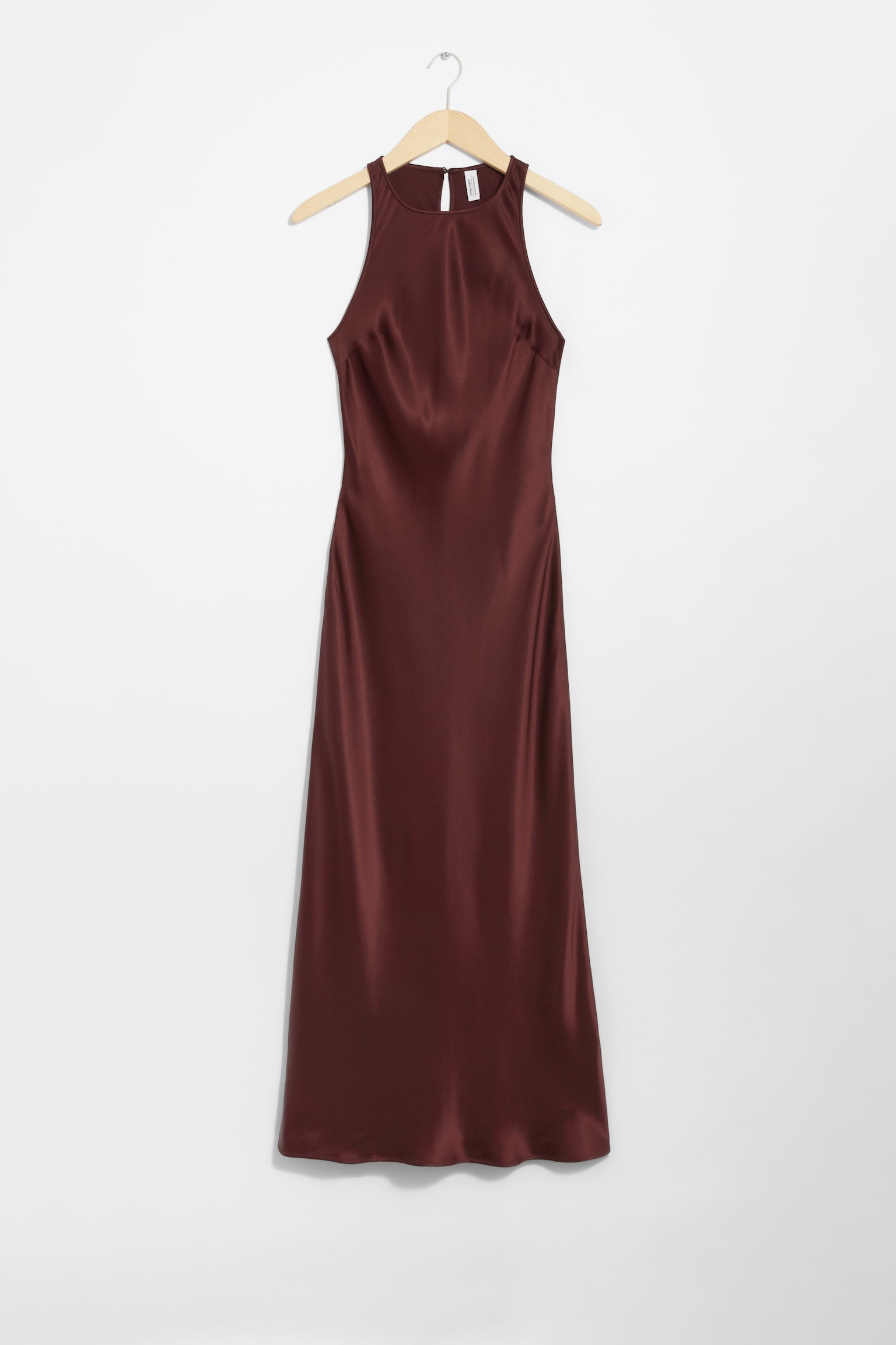 Sleeveless Satin Midi Dress - Dark Red/Light Grey/Red/Black - 2