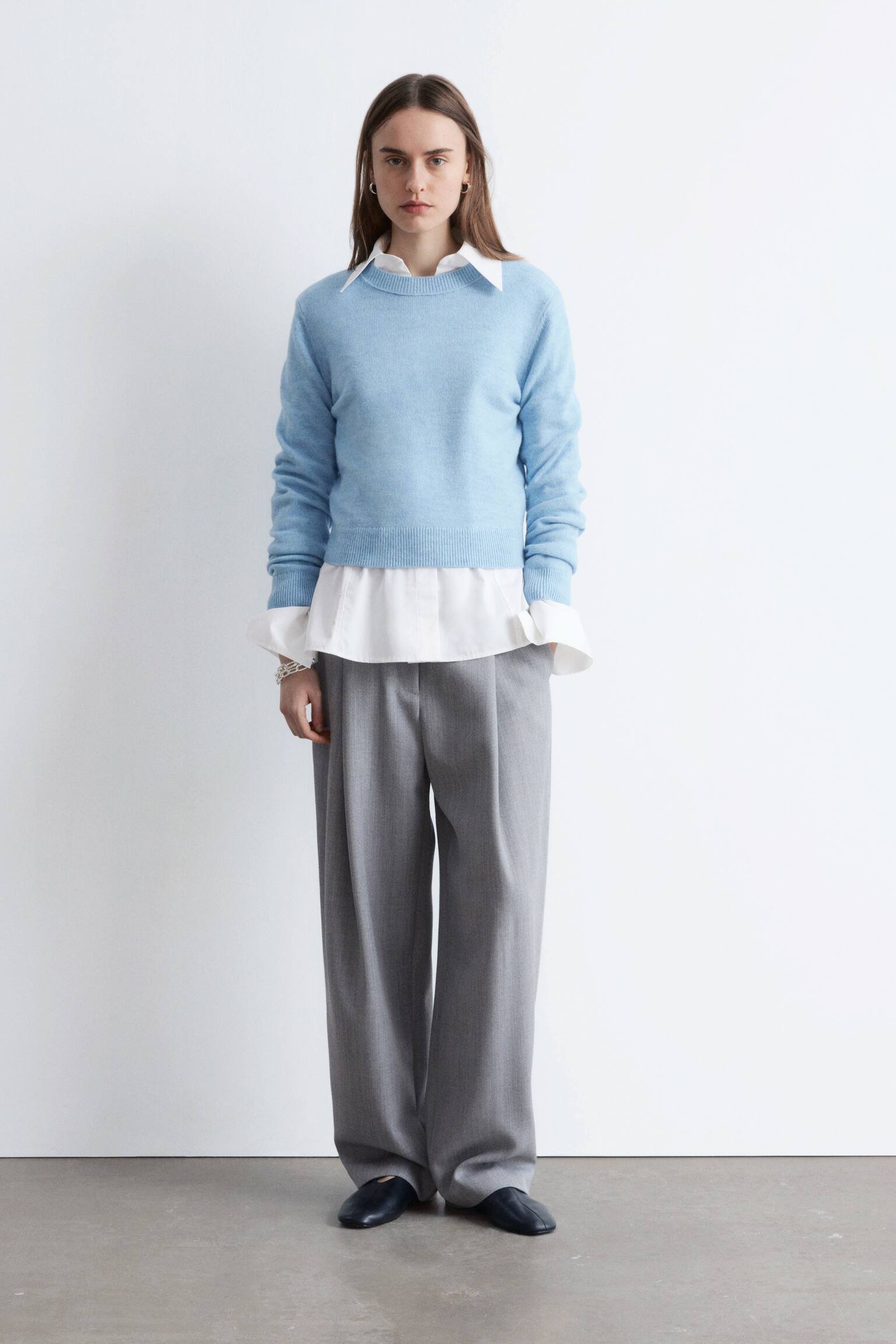 Pull en maille - Bleu clair mélangé/Rouge/Grège chiné clair/Noir - 7