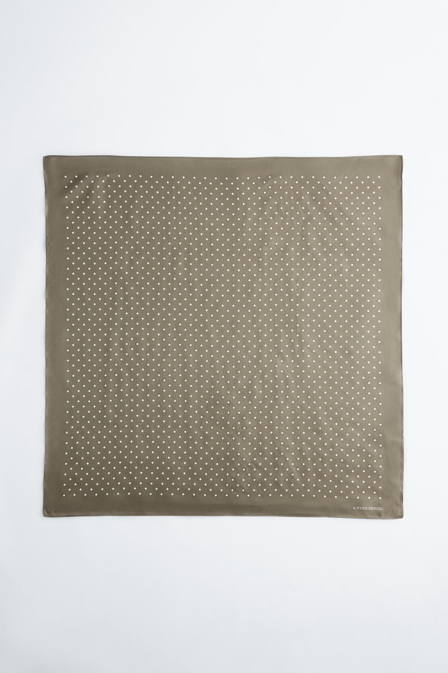 Silkeskjerf med diamanttrykk - Khakigrønn/Himmelblå - 2