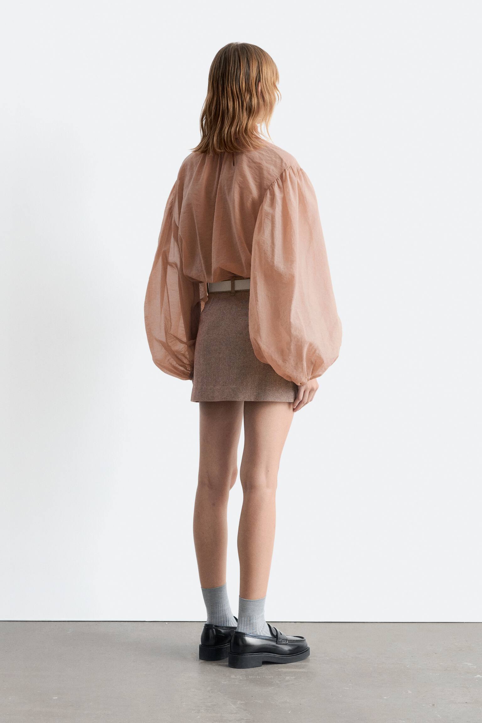 Minirock aus Wolle - Taupe/Dunkelgrau - 8