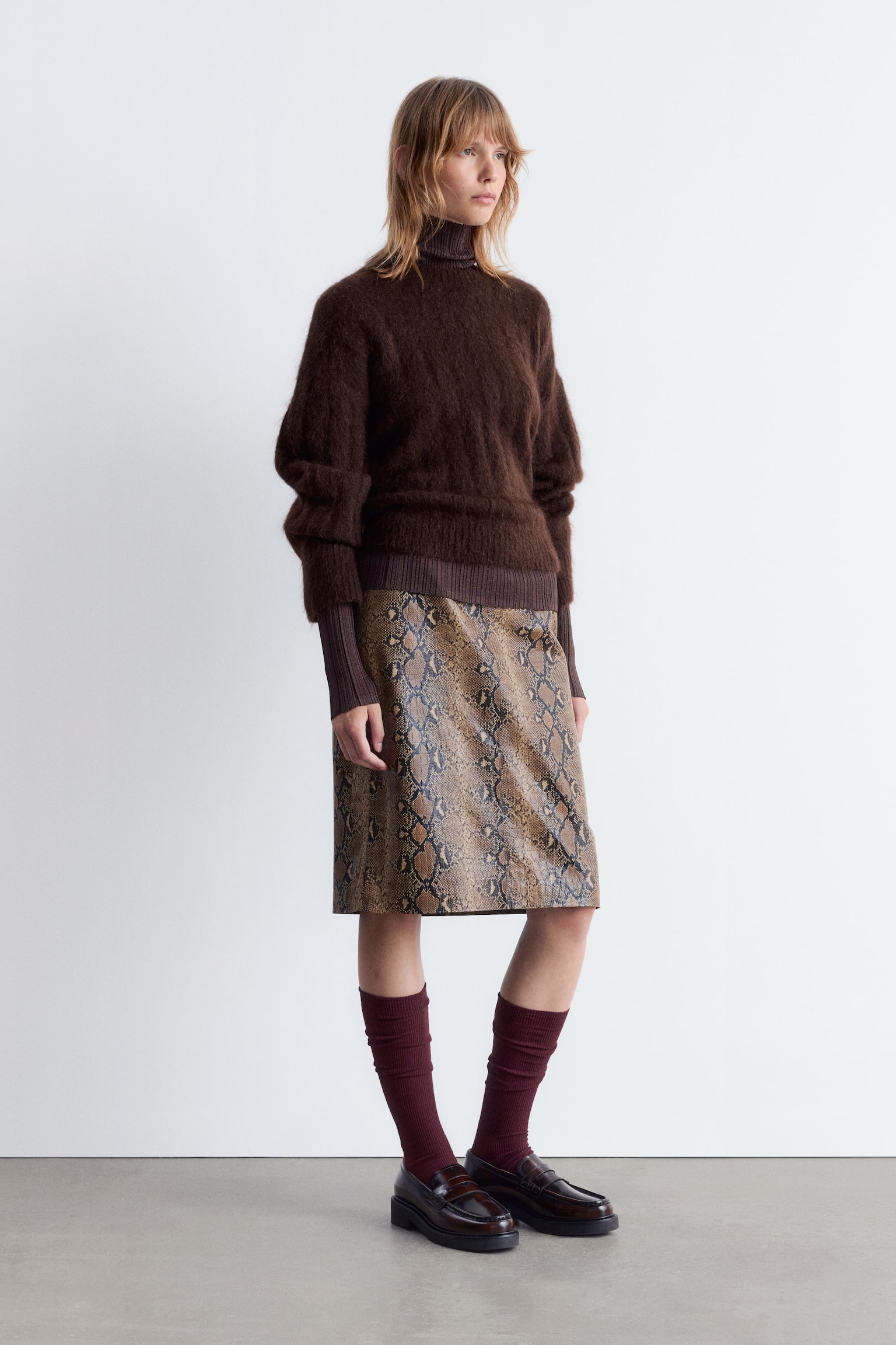 Ribgebreide trui van een mohairmix - Donkerbruin/Crème/Donkerbeige - 4