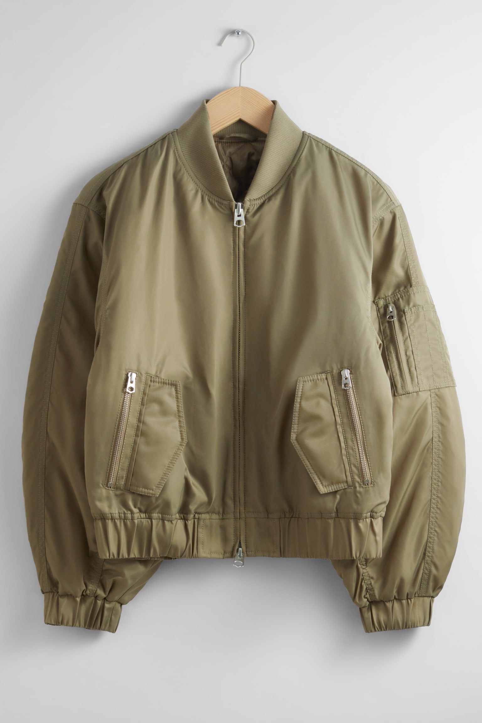 Boxy Zip-Up Jacket - Khaki/Black - 1