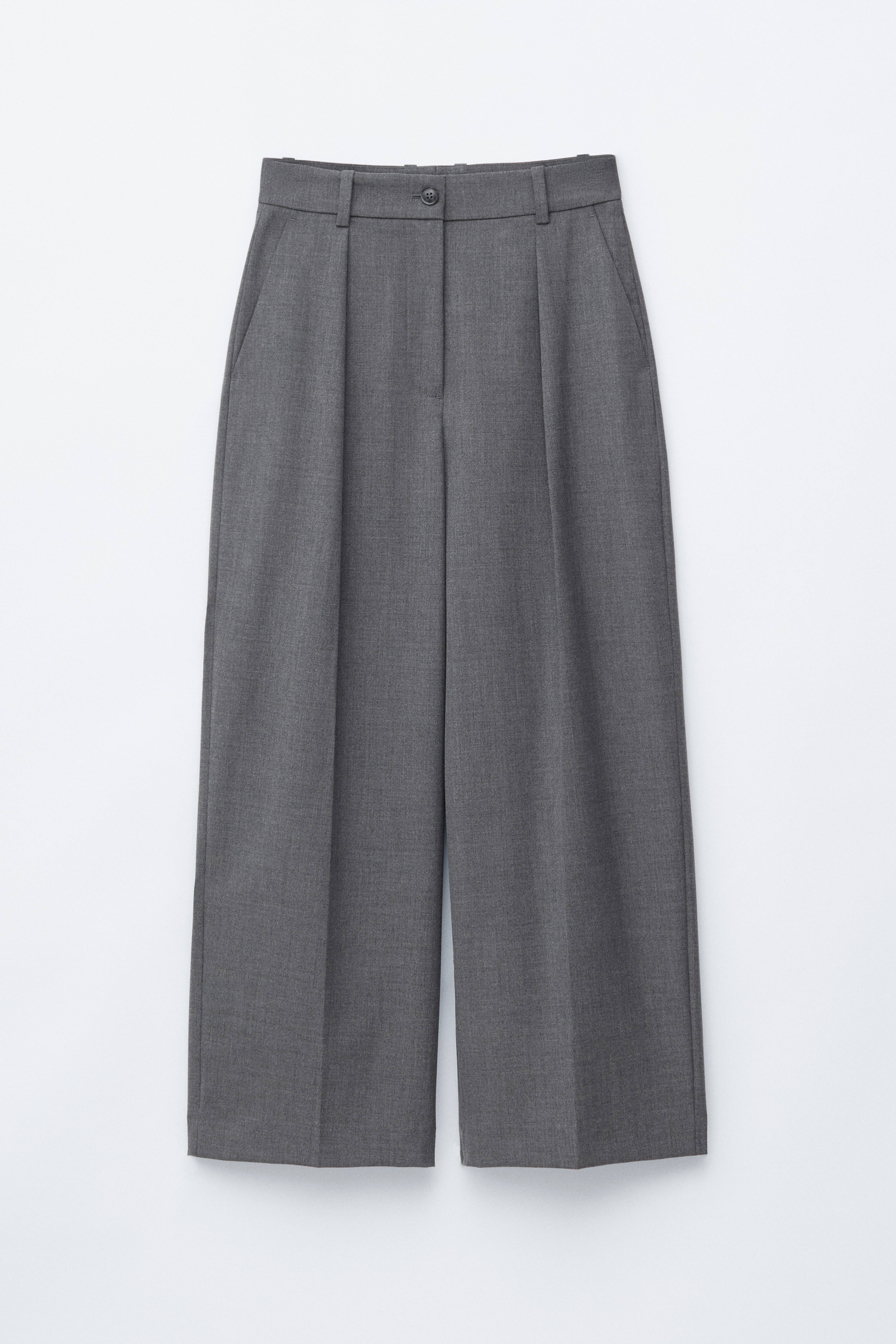 Skräddade byxor med pressveck - Grå/Svart