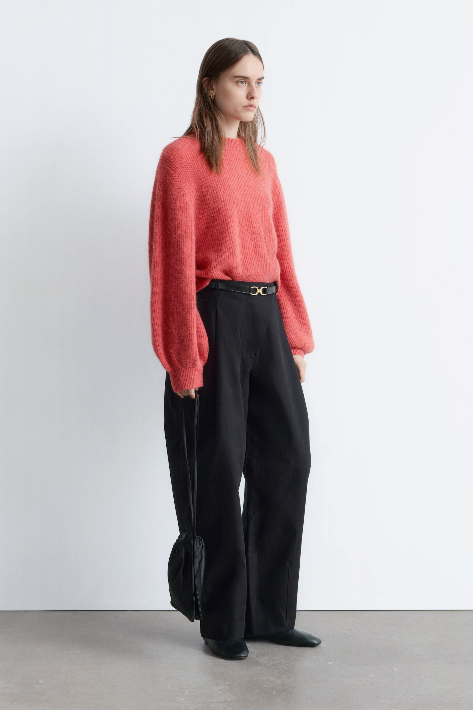 Pullover mit Ballonärmeln aus Alpaka-Mix - Rot/Navyblau/Braun - 7