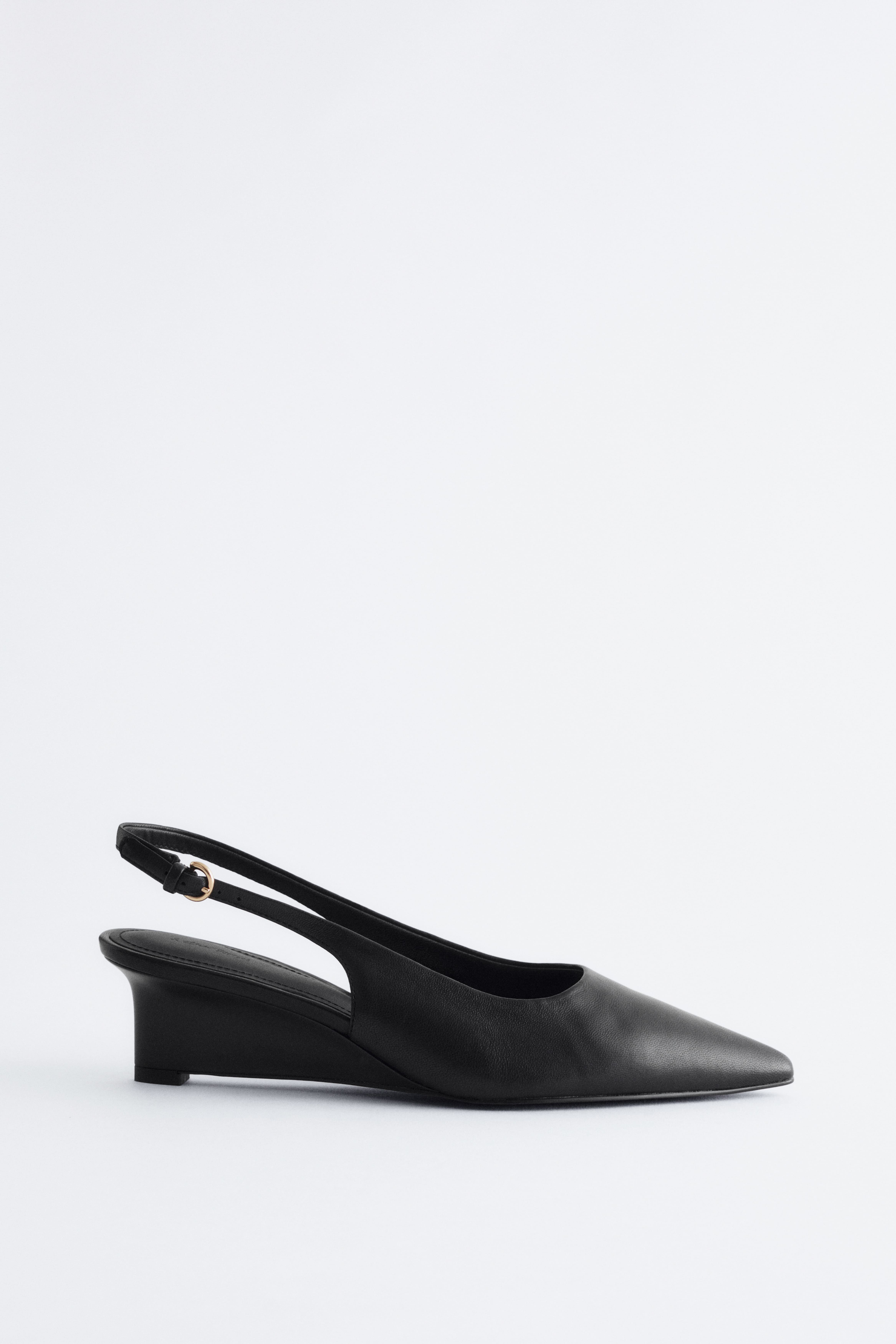 Leren slingback-pumps met sleehak - Zwart/Grijze slangenprint