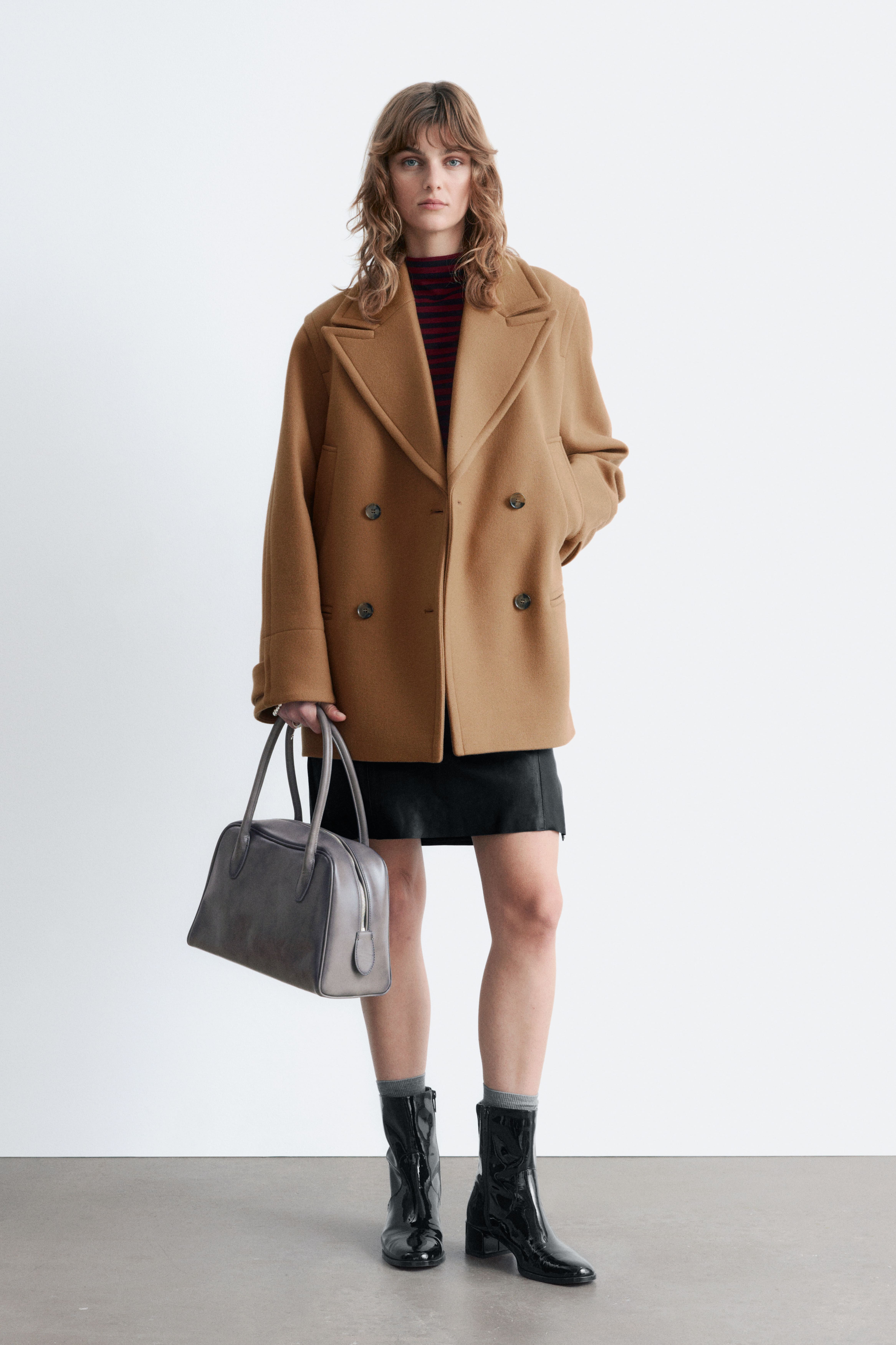 Δερμάτινη Τσάντα Bowling - Γκρι/Cognac