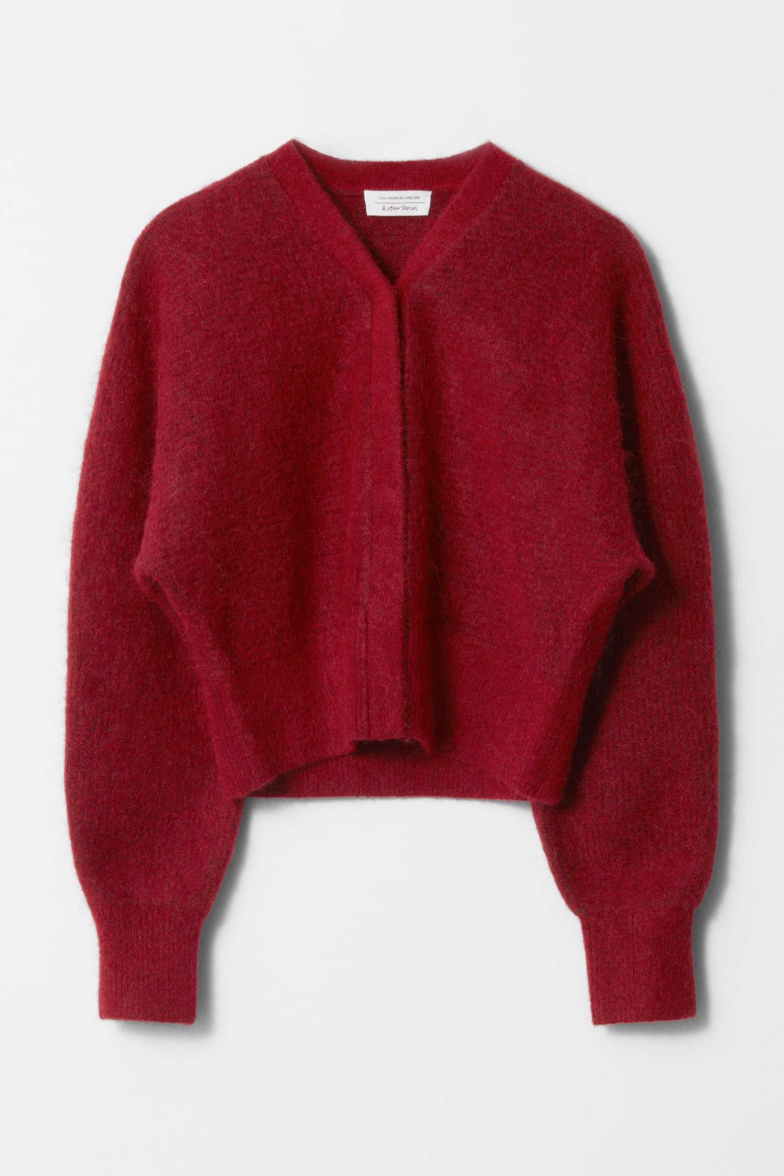 Mohair-Blend Rib-Knit Cardigan - Red/Green/Blue - 2