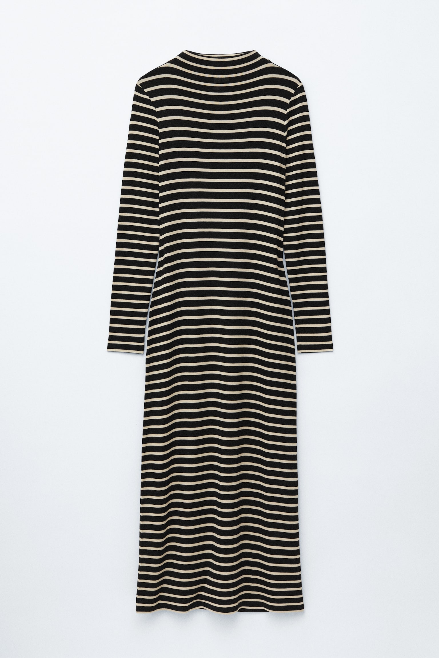 Állógalléros maxi ruha - Fekete/fehér csíkos - 2