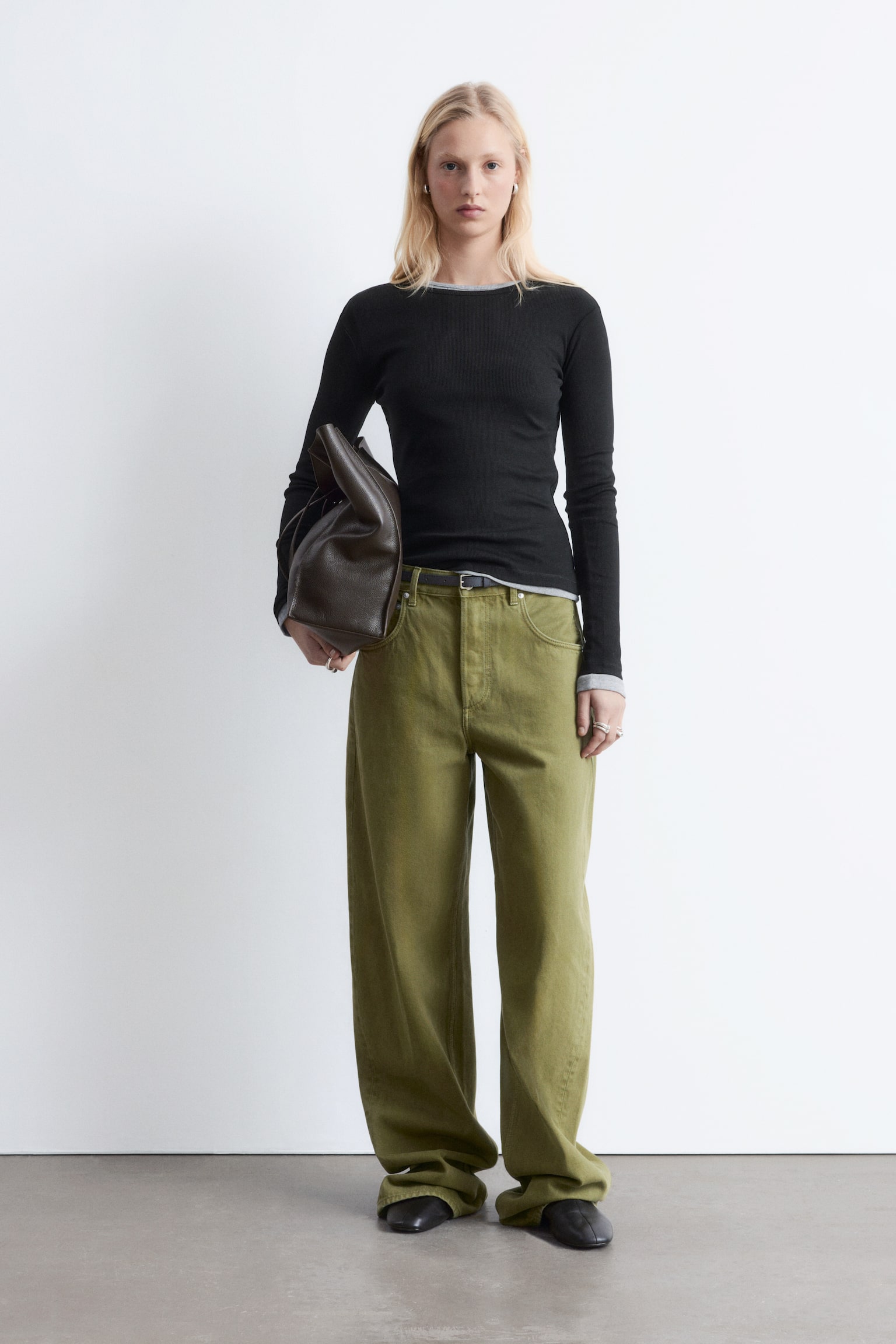 Haut côtelé à manches longues - Black/Marron foncé/Rayures beiges/noires/Blanc/Rayures brunes et blanches/Gris clair/Vert foncé - 5