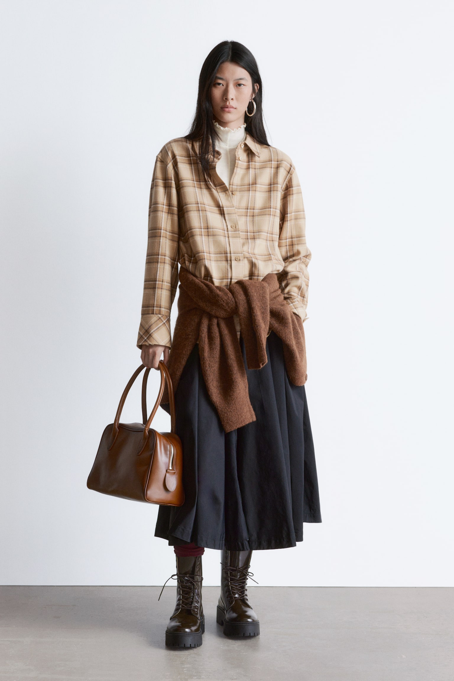 Oversized skjorta - Beige/rutig - 3