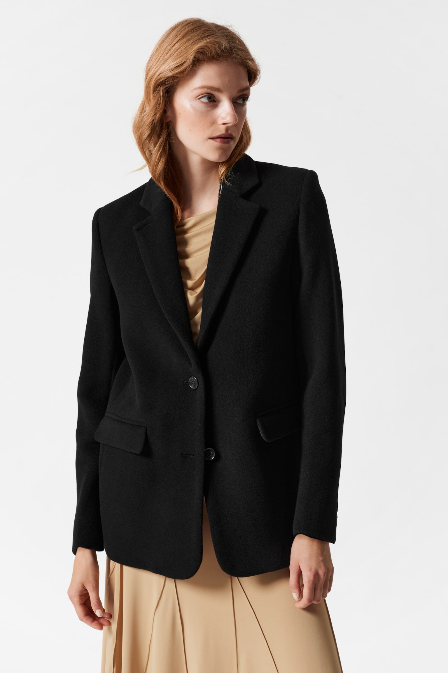 Oversized Wool Blazer - Black/Beige/Navy - 3