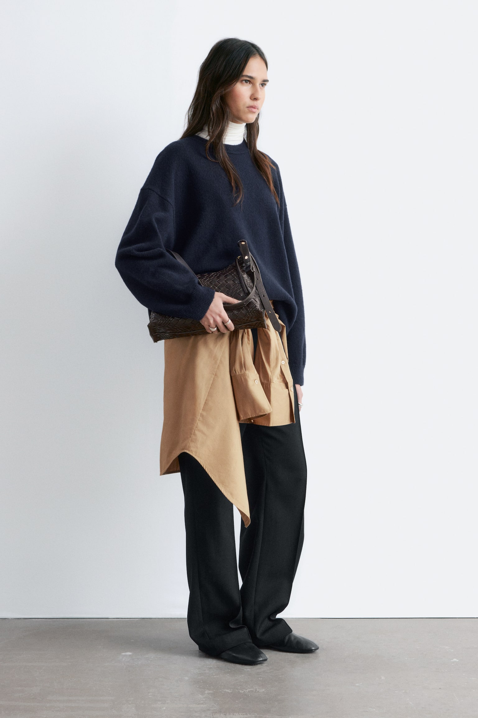 Oversized strikket genser - Marineblå/Lys turkis/Grå melange/Rød - 3
