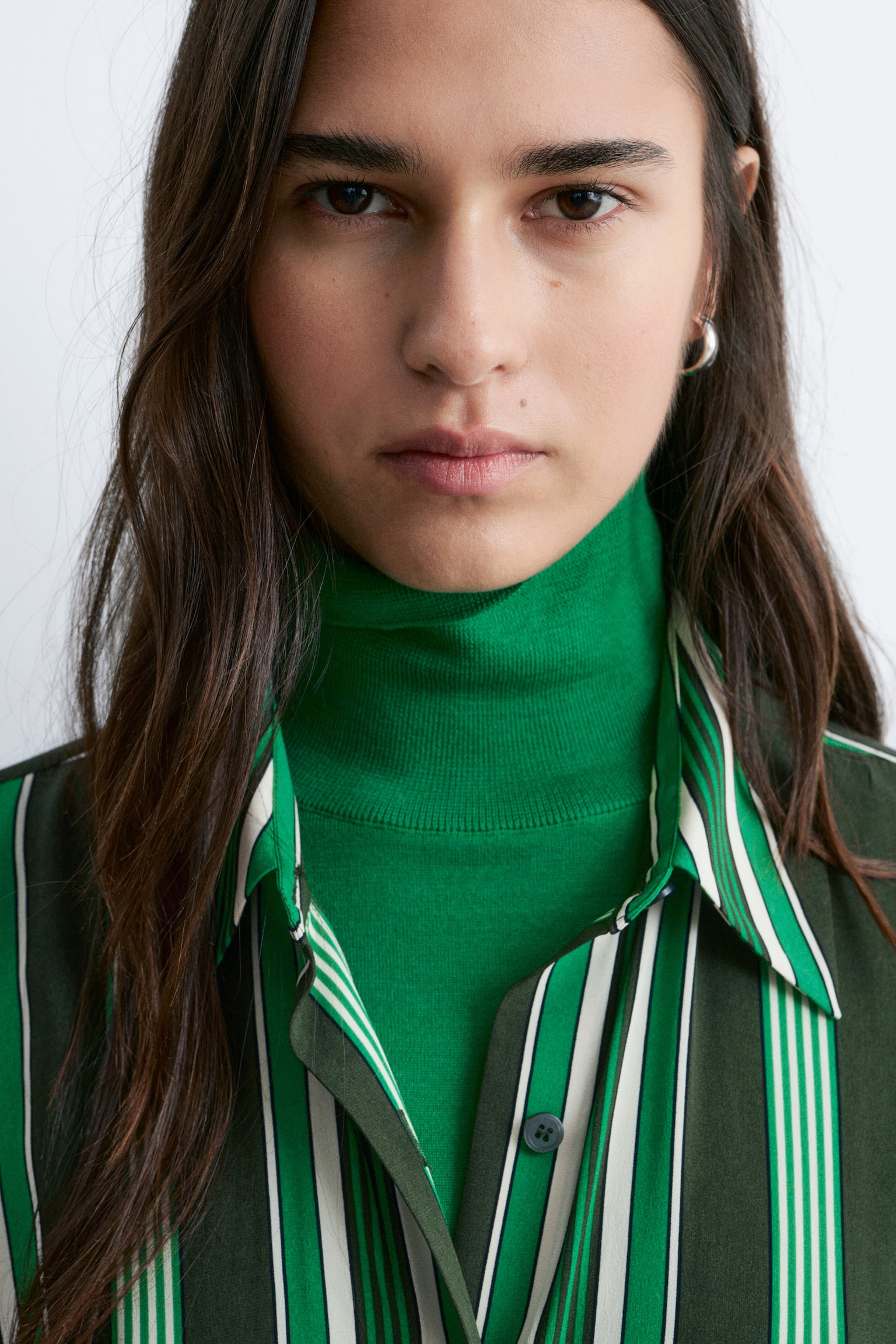 Chemisier oversize con coulisse - Righe verdi - 3