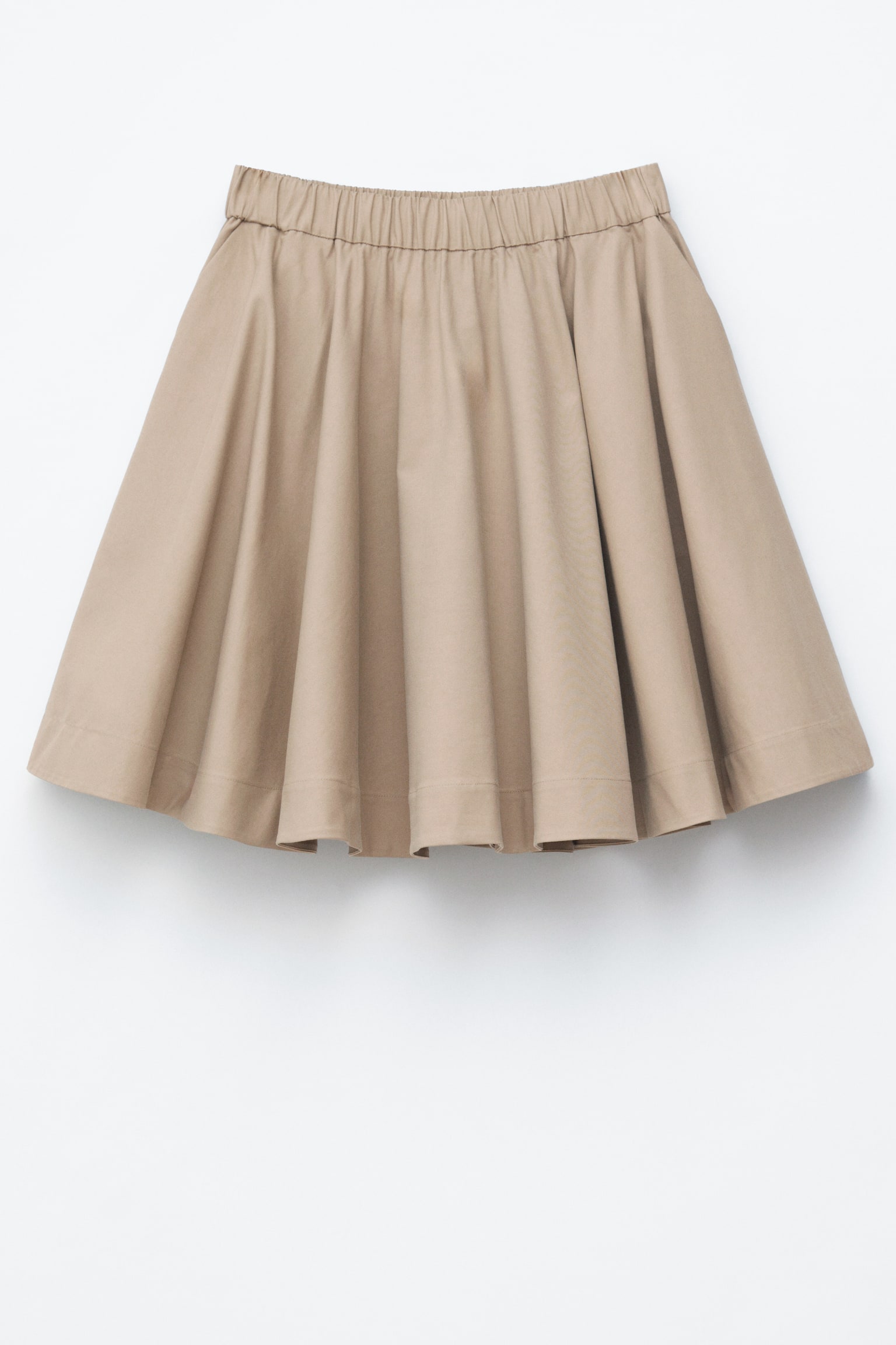 Knelangt skjørt med utsving - Beige/Grønn - 2