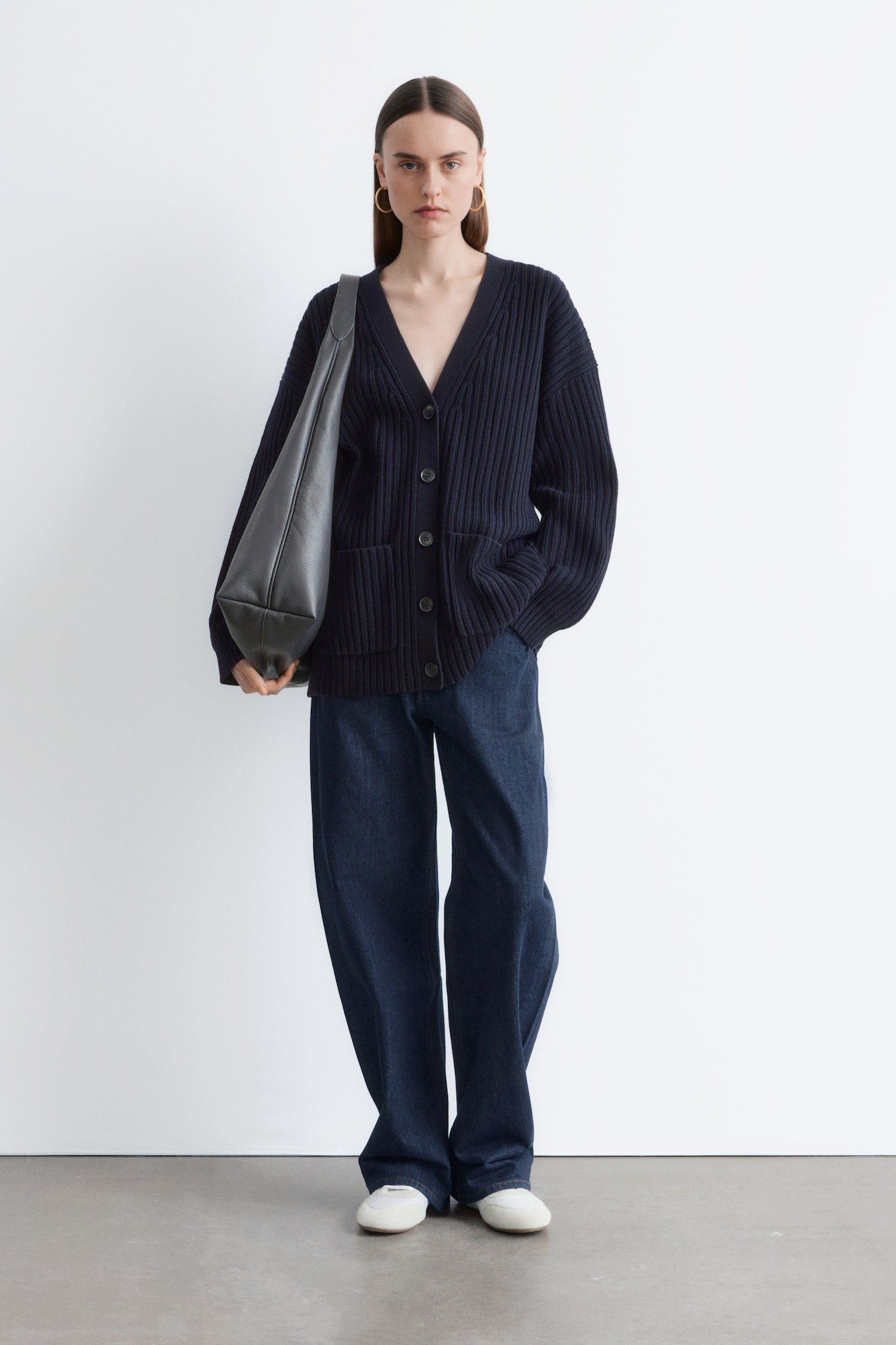 Cardigan in maglia con lavorazione a coste - Blu scuro - 7
