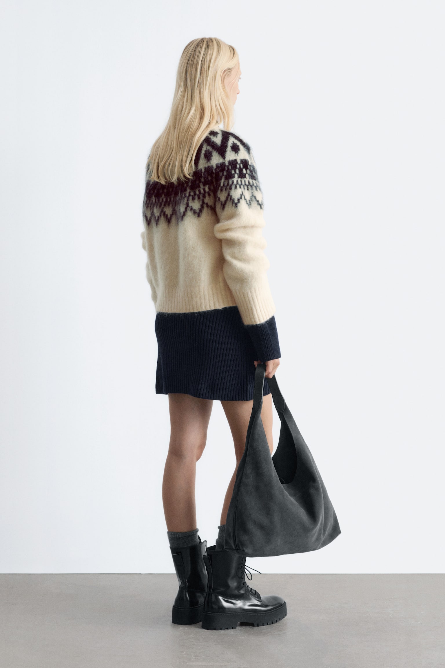 Strickjacke aus Mohairmischung - Weiß/Schwarz - 3