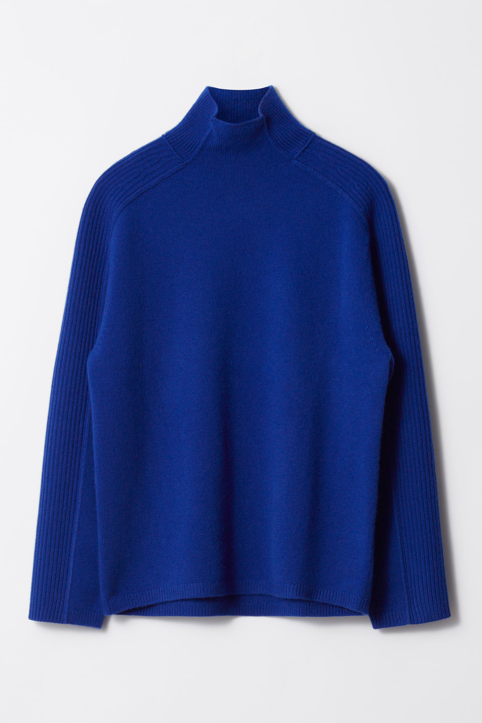 Panelled Wool Turtleneck Jumper - Blue/White - 2