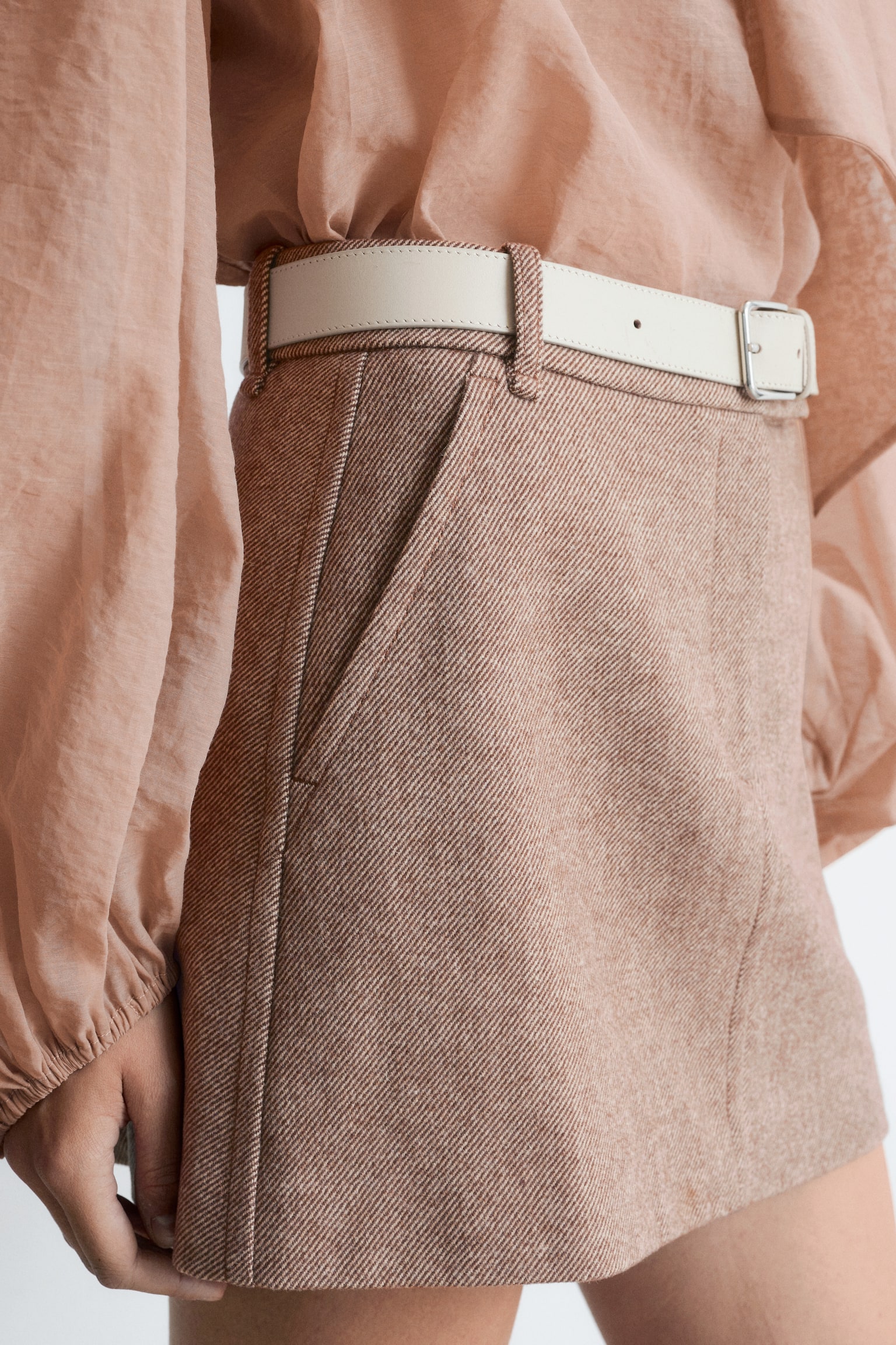 Minirock aus Wolle - Taupe/Dunkelgrau - 5