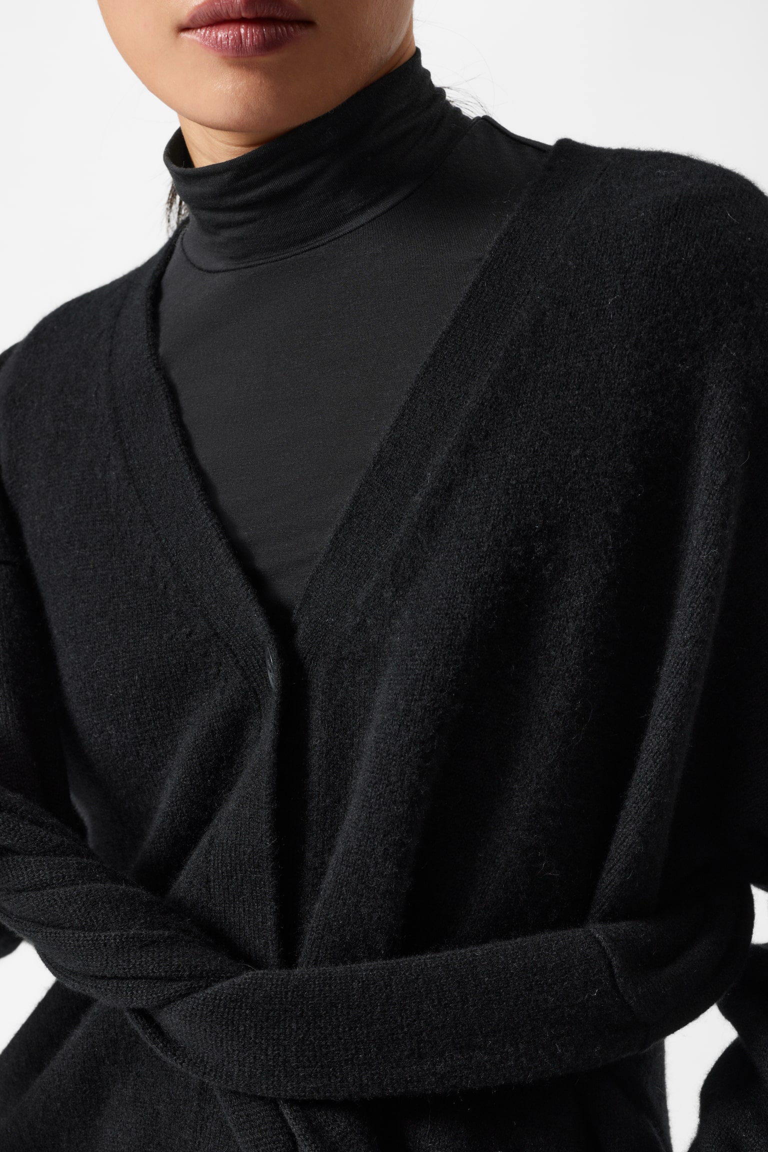 Oversized Cashmere Cardigan - Black/Mole - 3