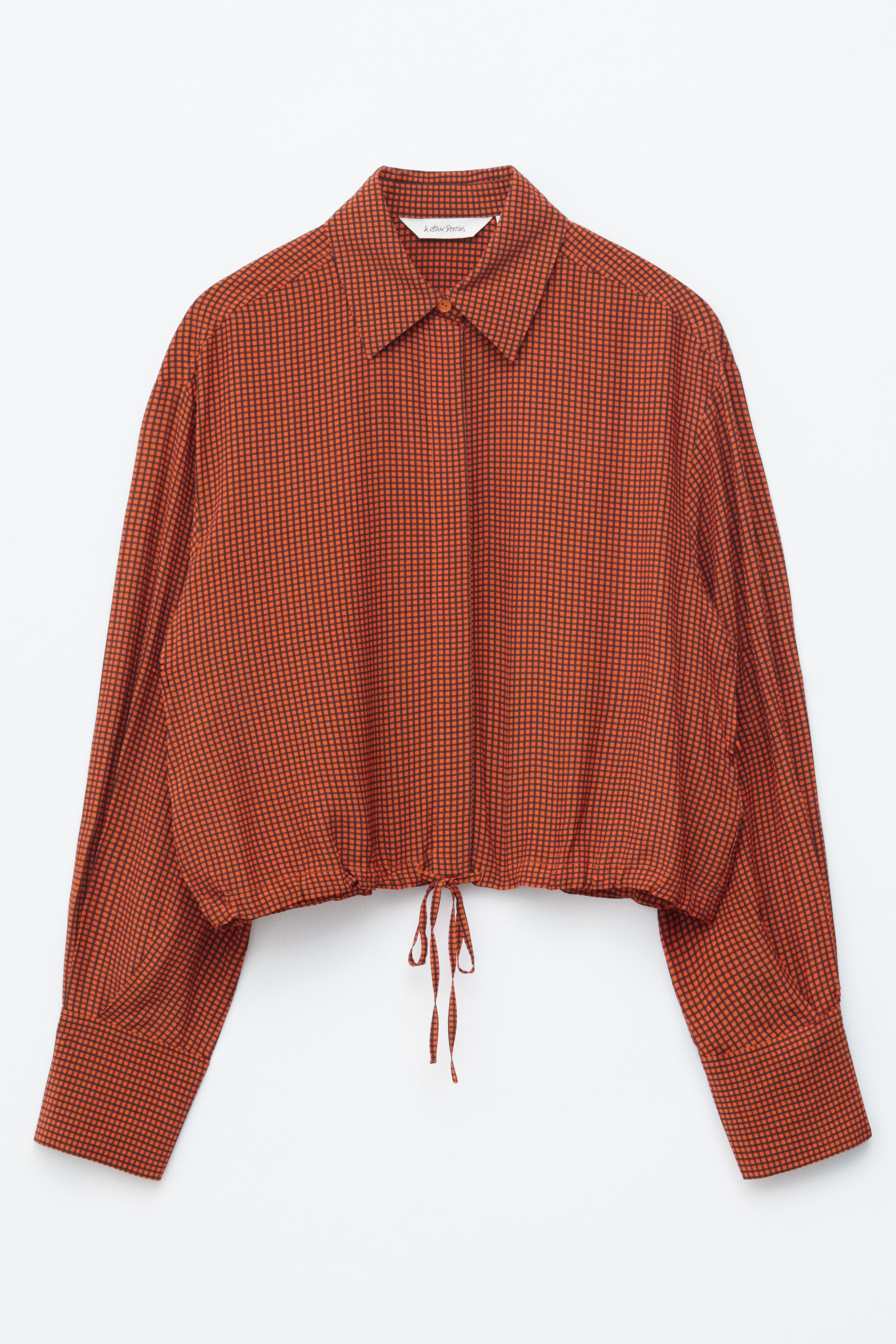 Camicia a quadri con coulisse - Arancione/Motivo a quadri
