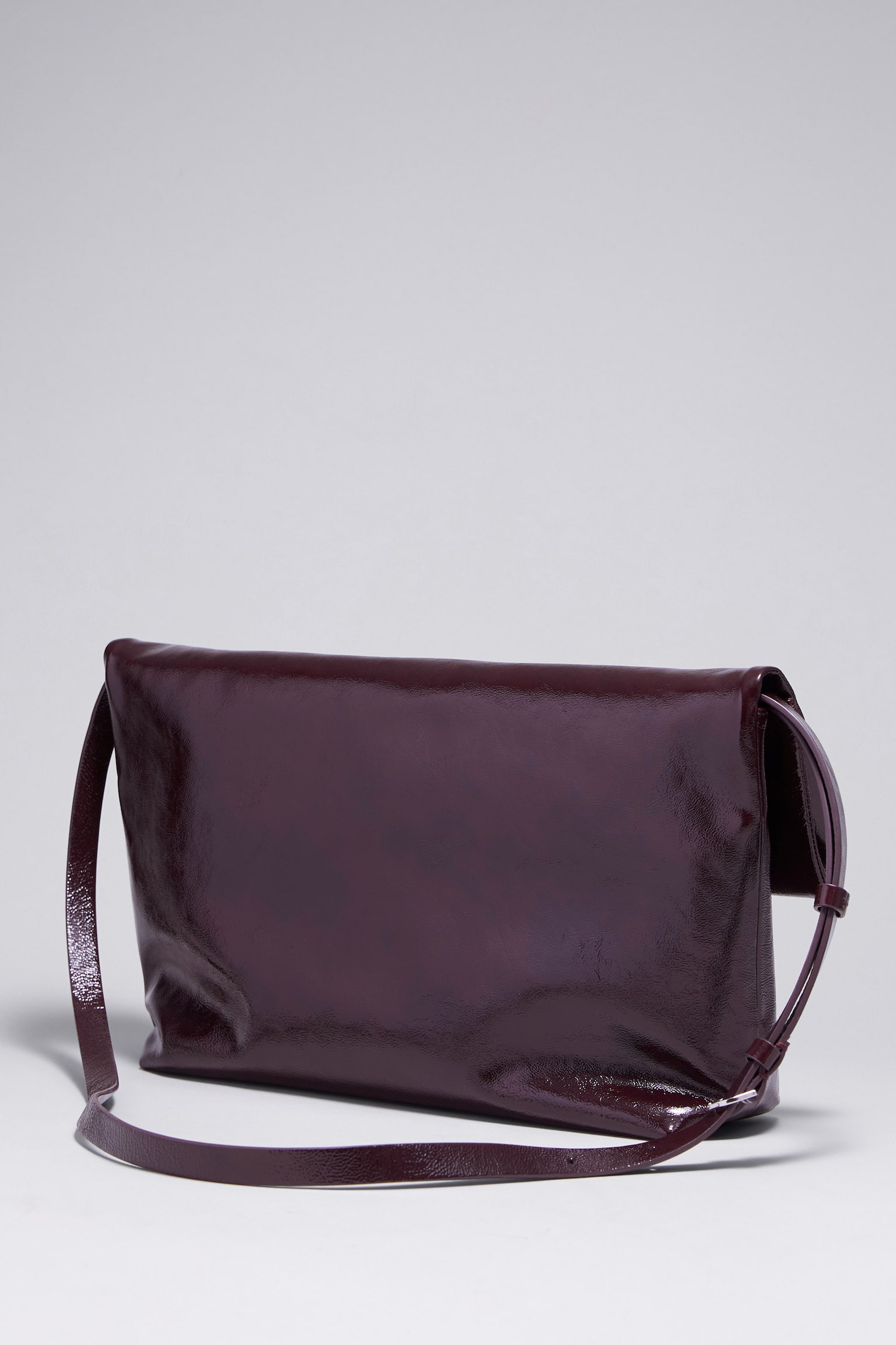 Folded Suede Clutch - Burgundy/Brown suede - 6