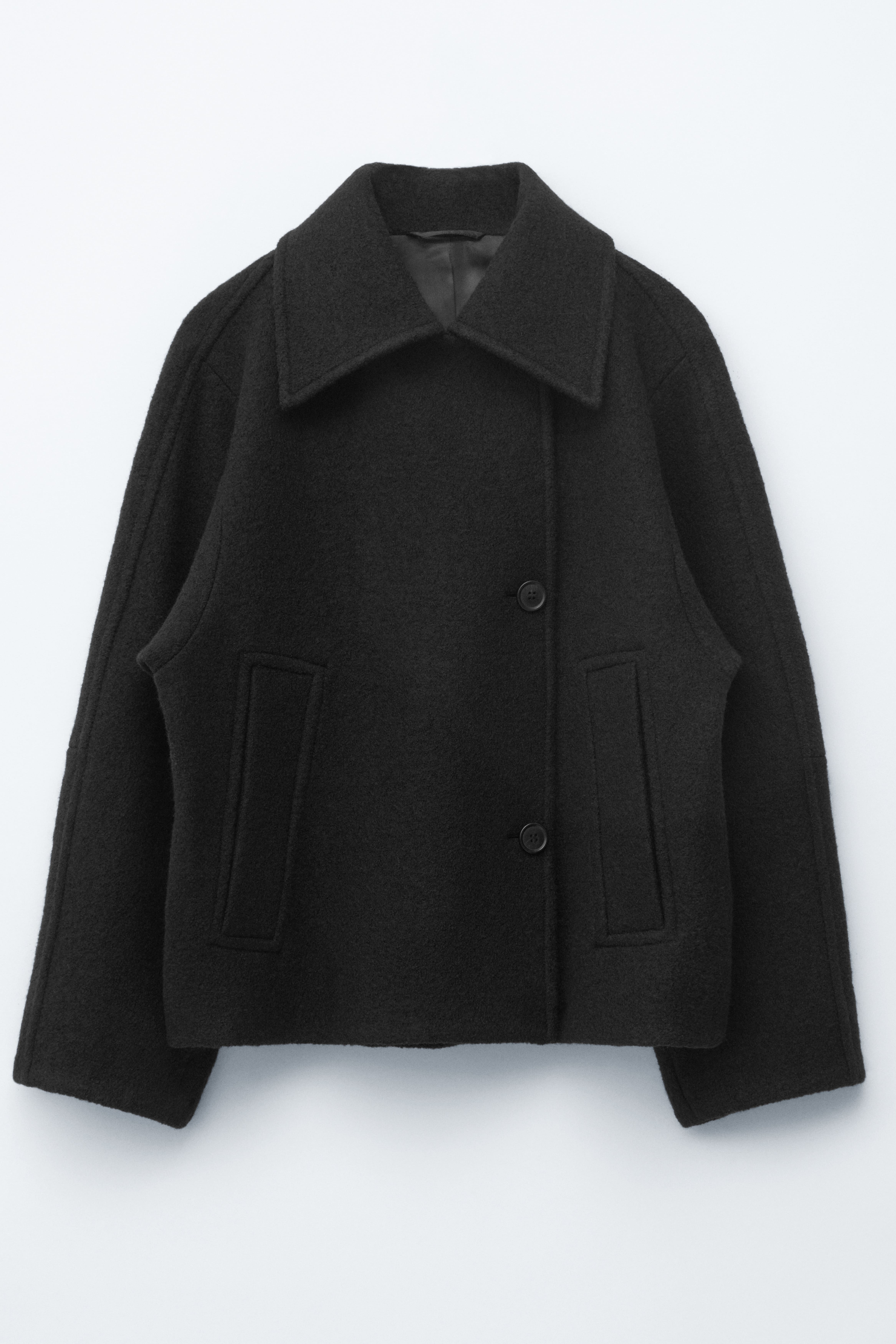 Bomber in lana oversize - Nero/Verde kaki scuro