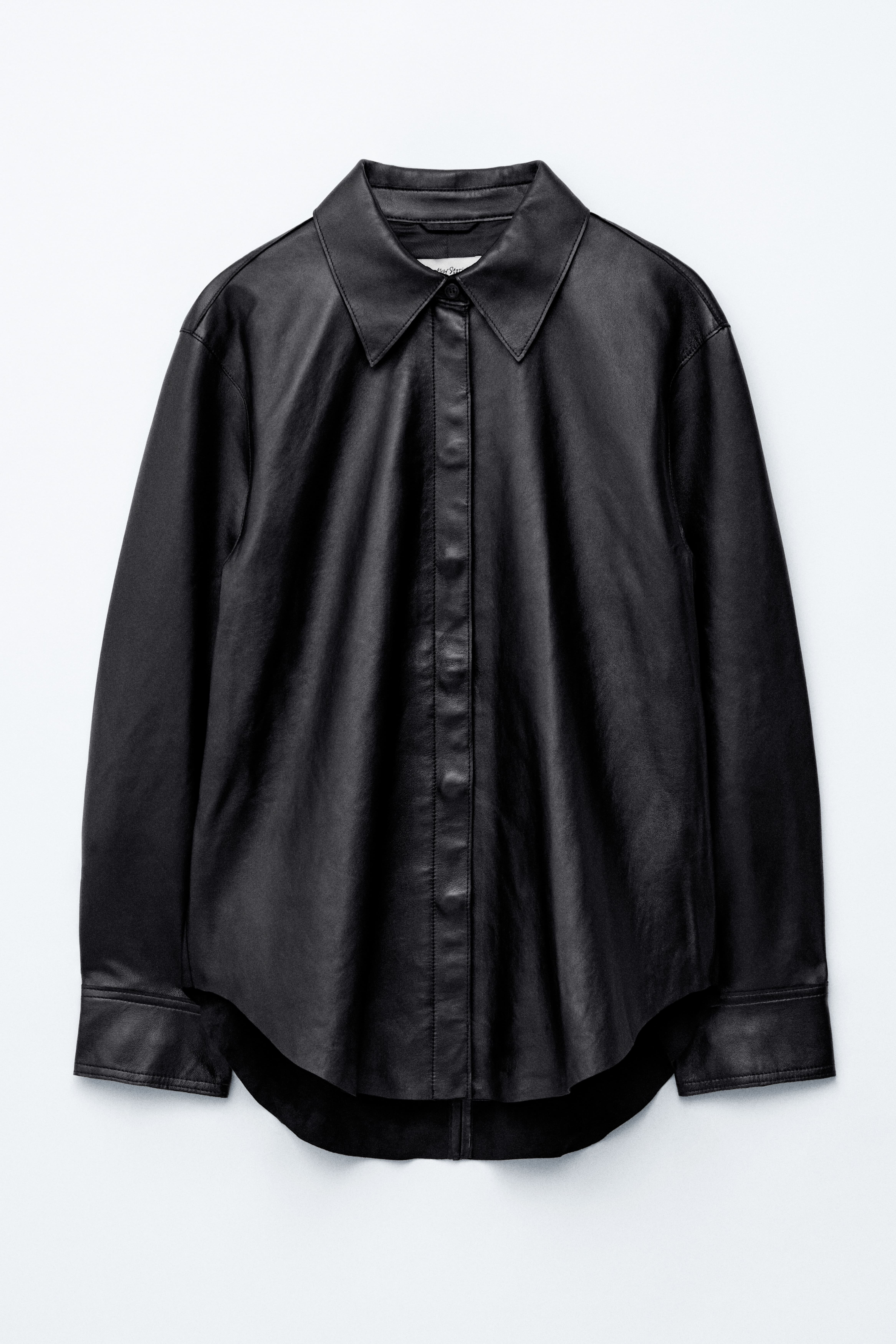 Oversized-Hemd aus Leder - Schwarz