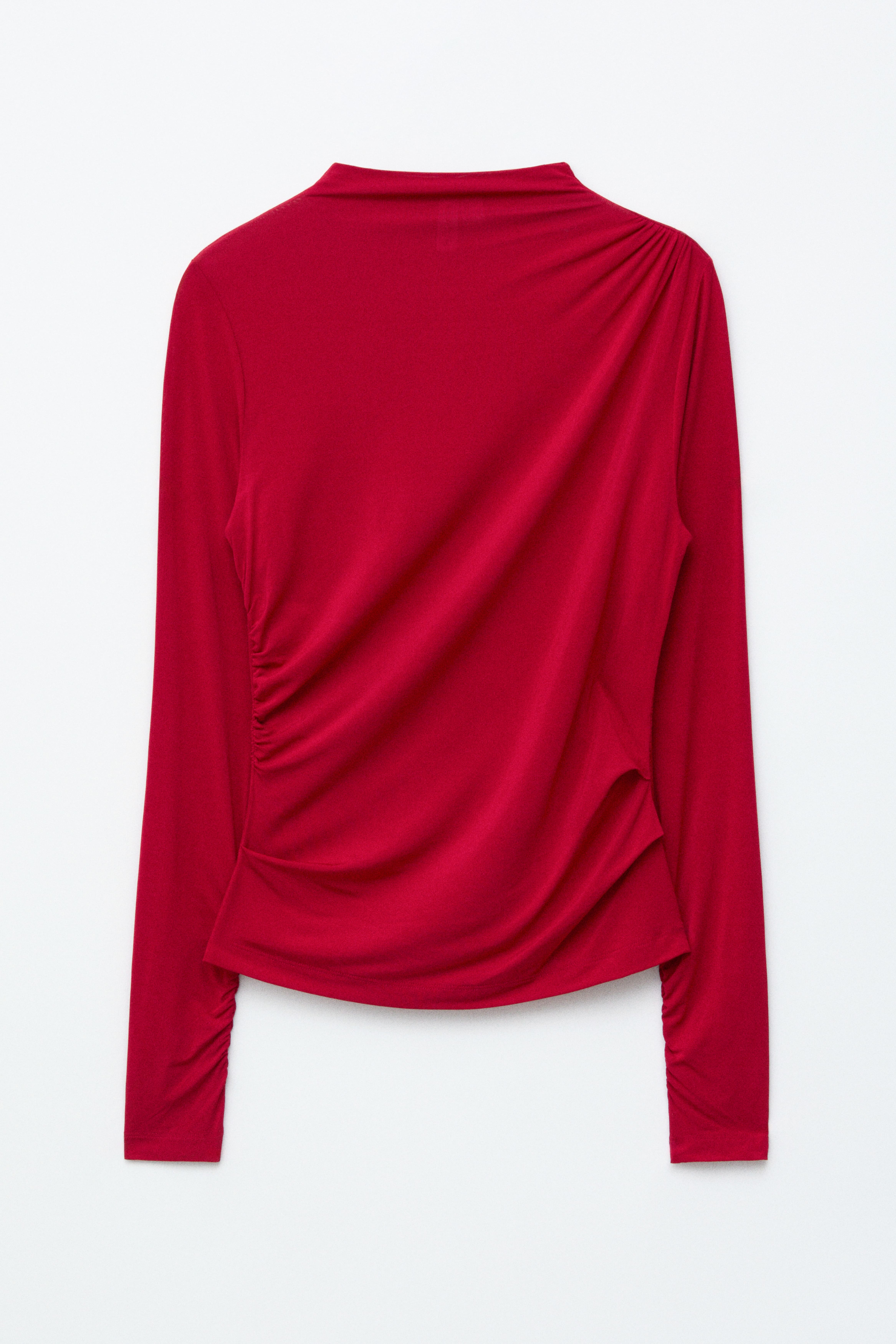 Maglia drappeggiata - Rosso/Marrone chiaro