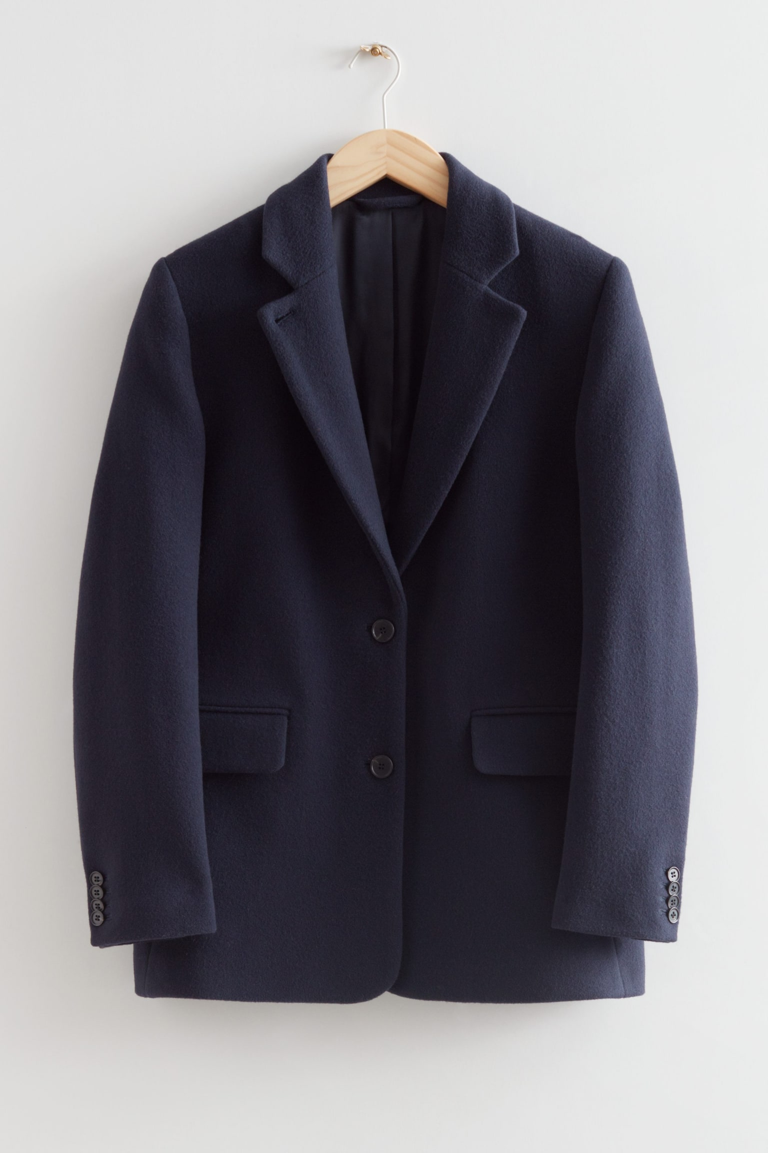 Oversized Wool Blazer - Navy/Black/Beige - 2